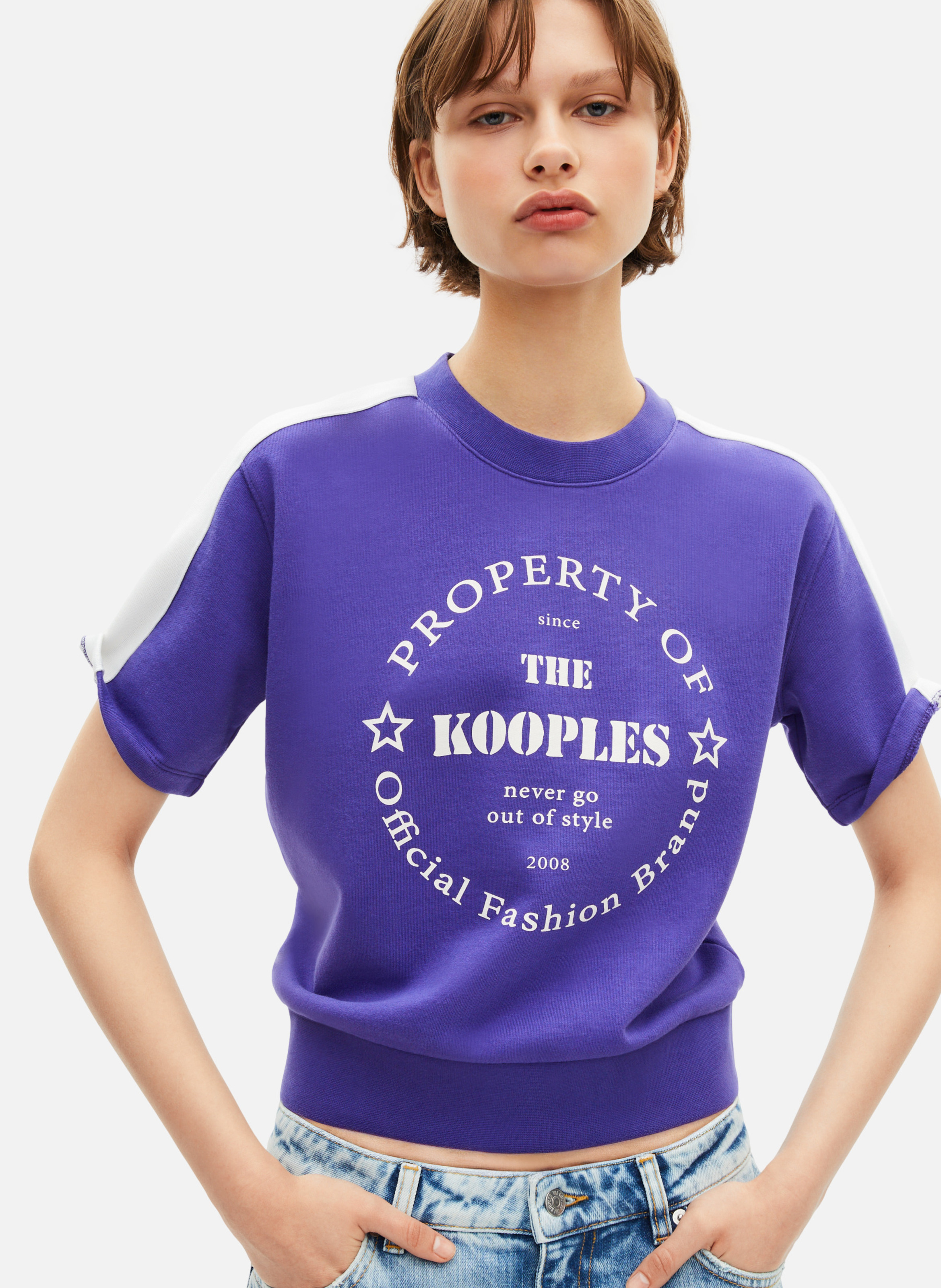 Short-sleeved sweatshirt with screen print THE KOOPLES Purple