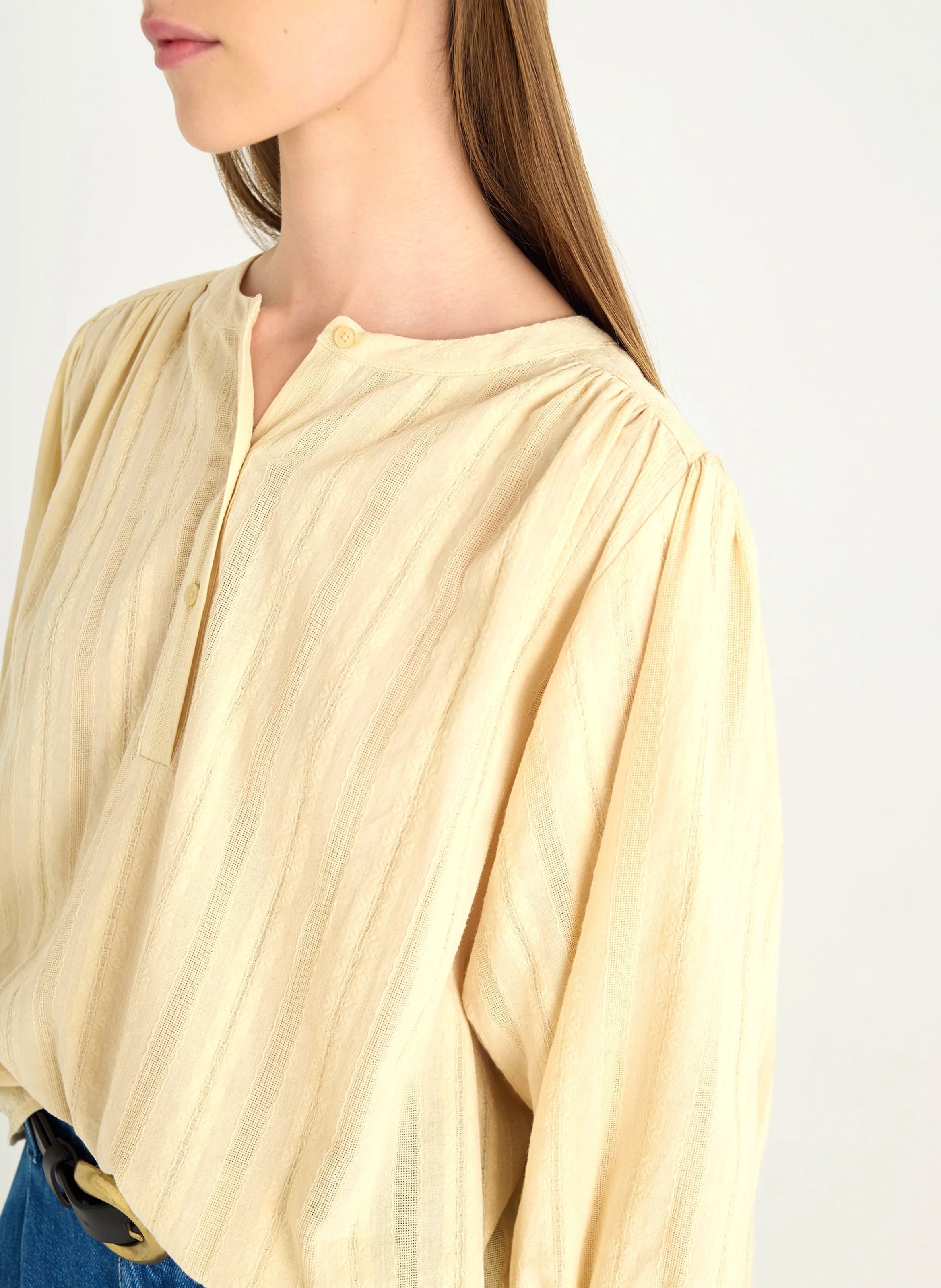 Blouse oversize en toile de coton ajourée ACOTE Blanc