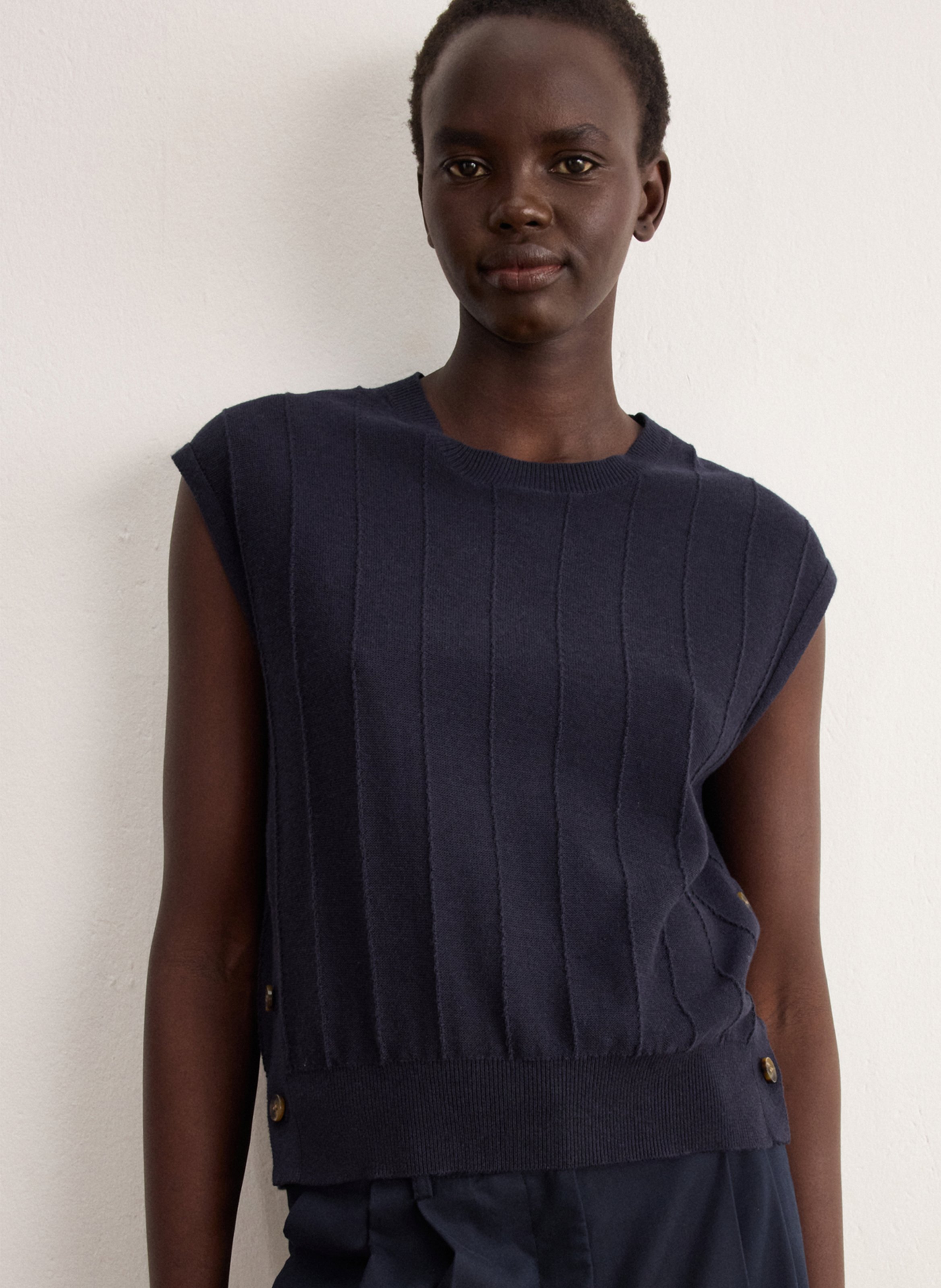 Pull ample col rond PABLO Bleu