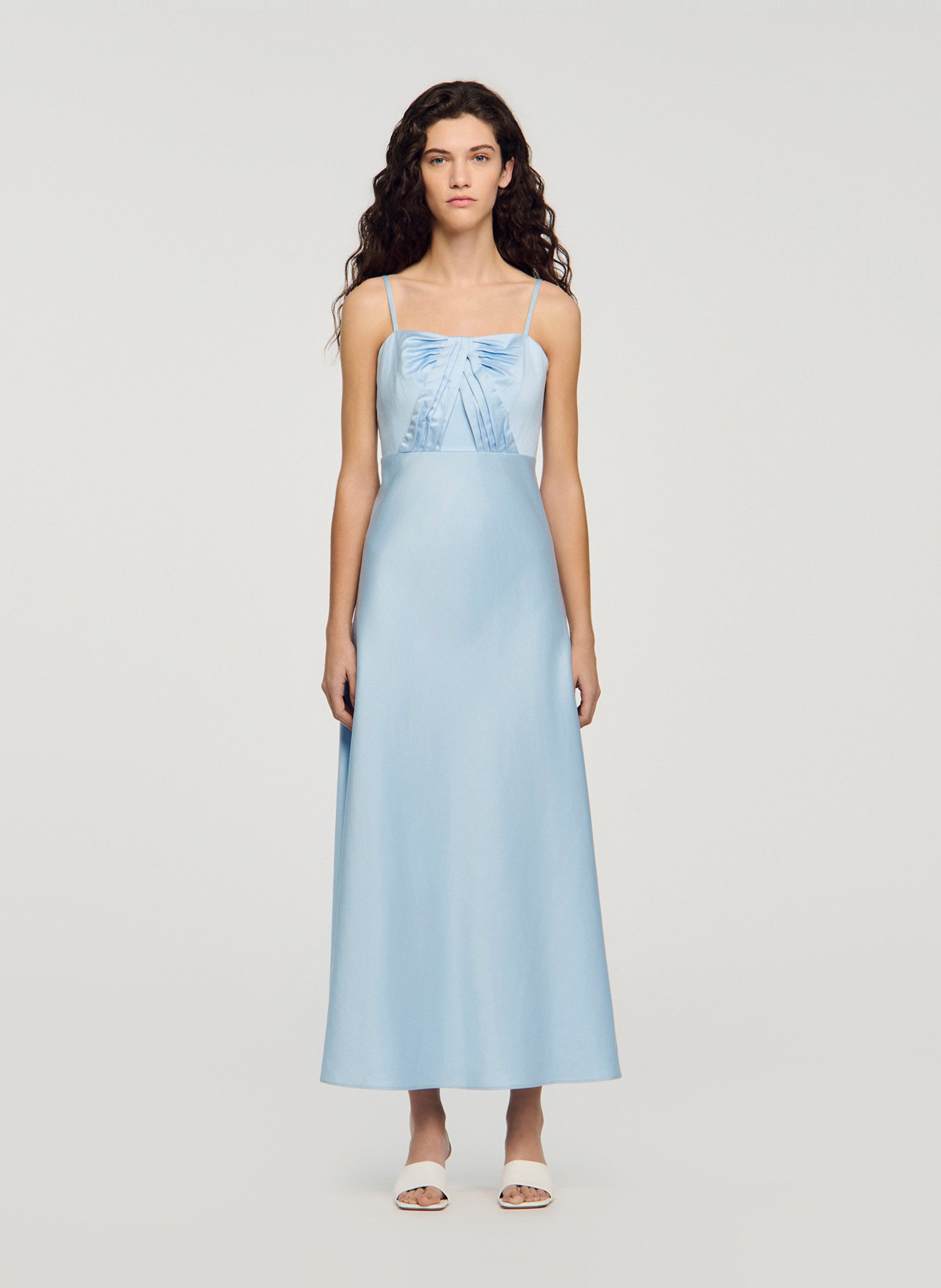 Robe longue satinée SANDRO Bleu