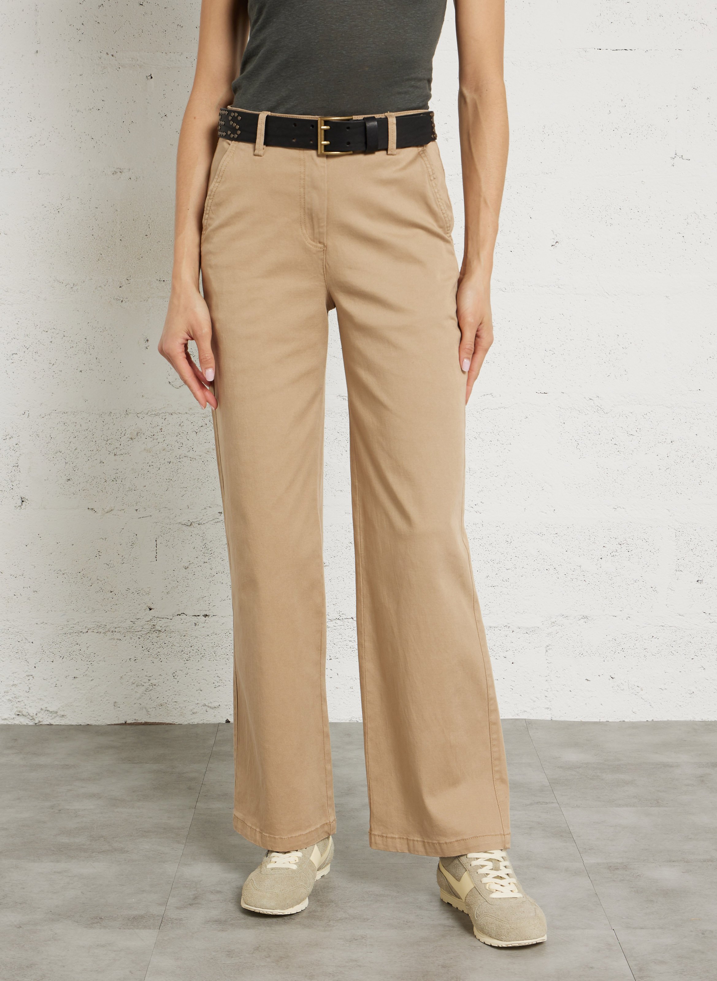 Solid straight chino pants SUD EXPRESS Brown