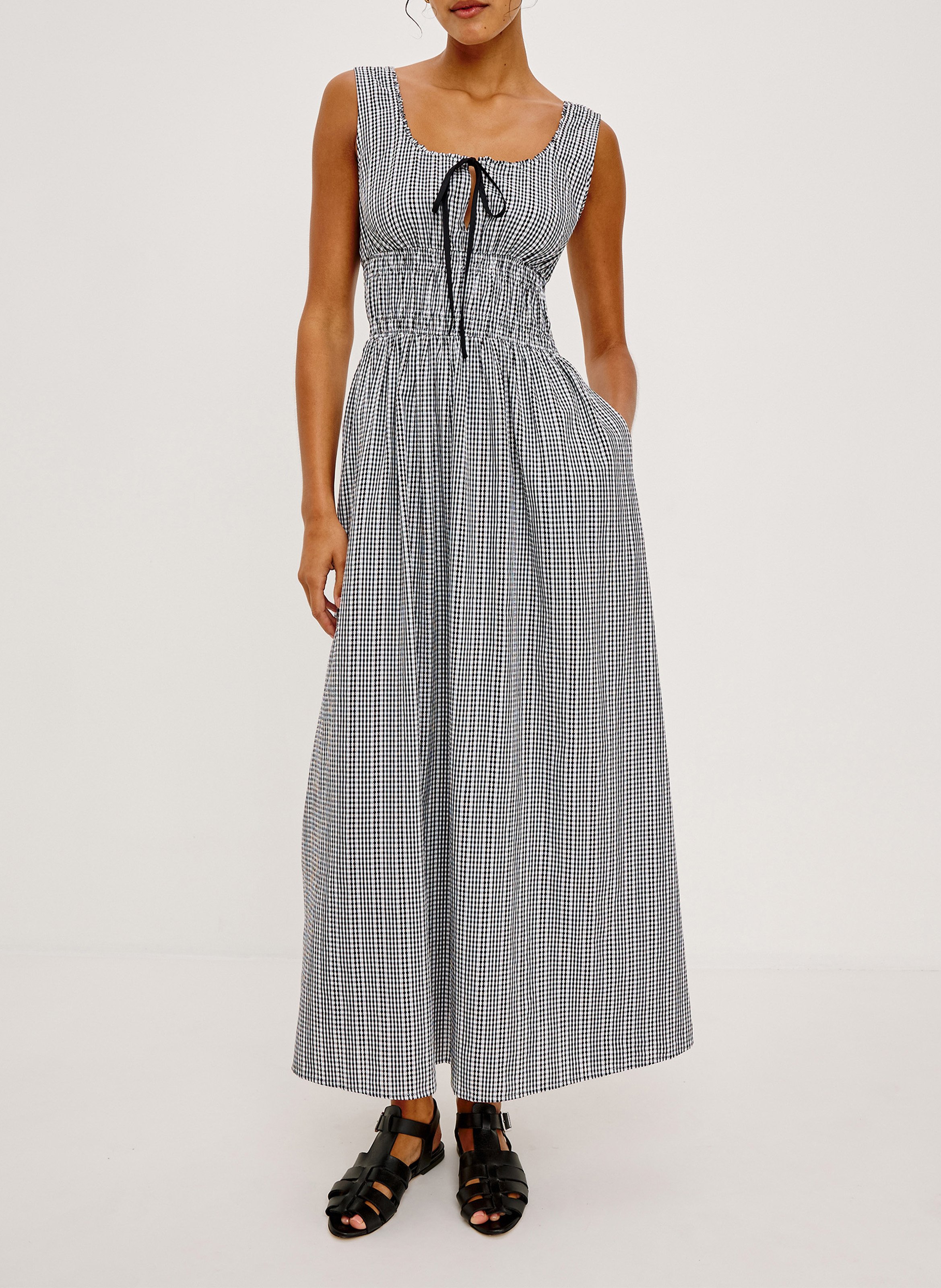 Lange jurk van bedrukt katoen RAILS Zwart