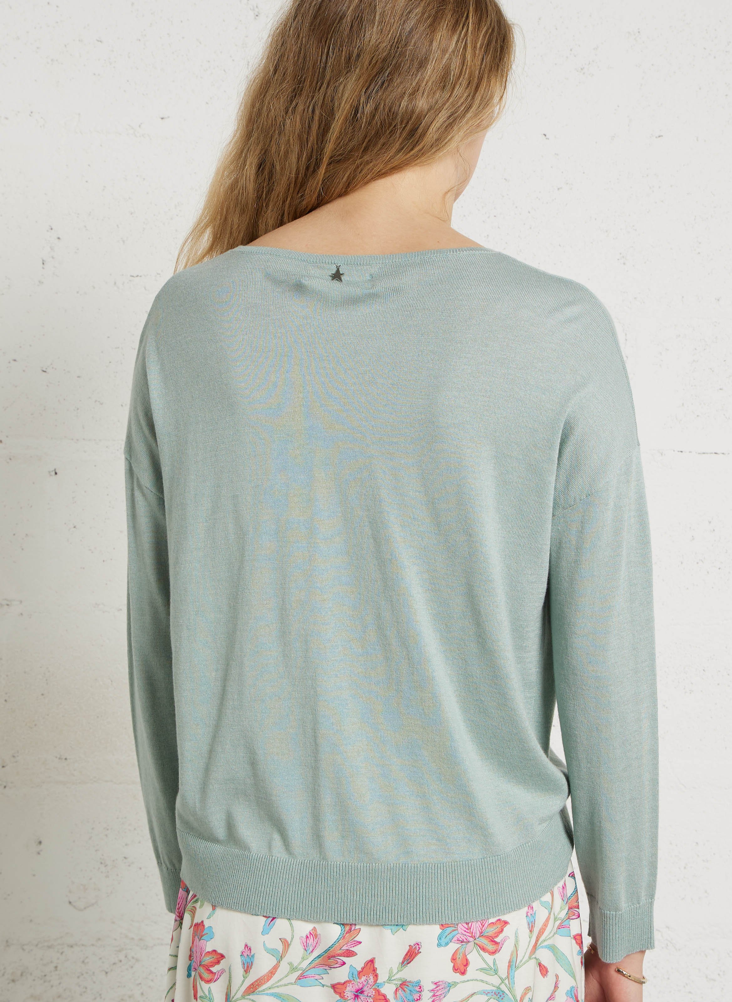 Plain boat neck long-sleeve sweater SUD EXPRESS Brown