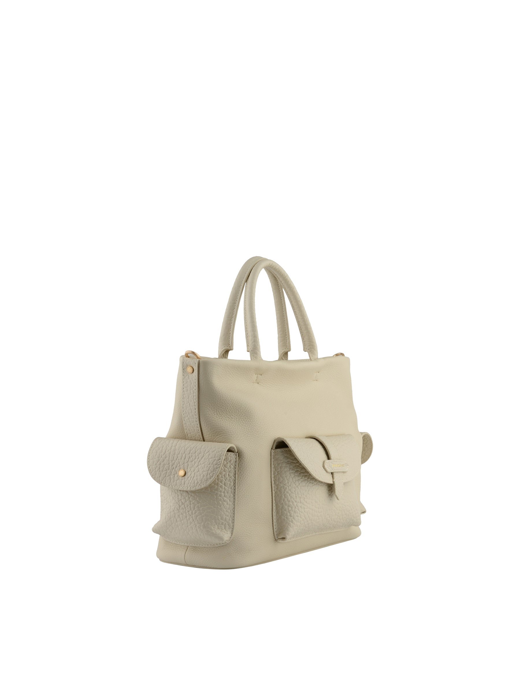 Calfskin leather handbag POURCHET Beige
