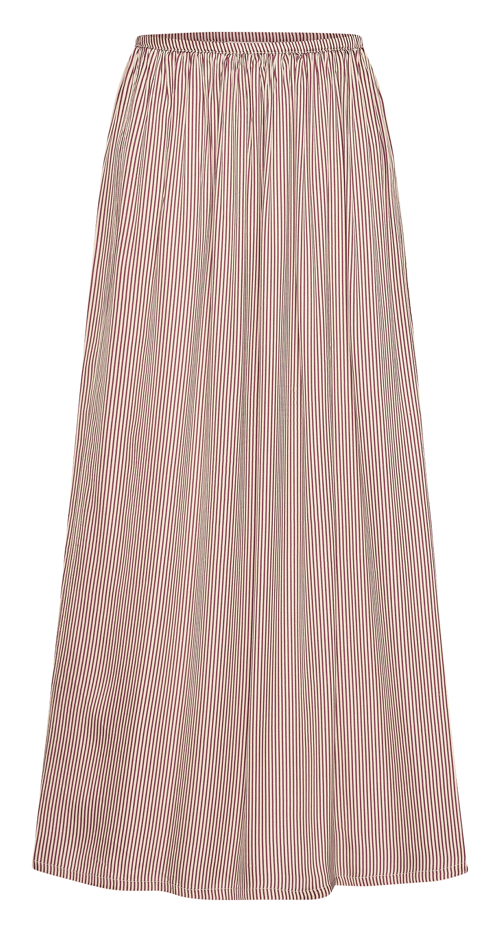 Gestreepte, lange rok van linnen BY BAR Rood