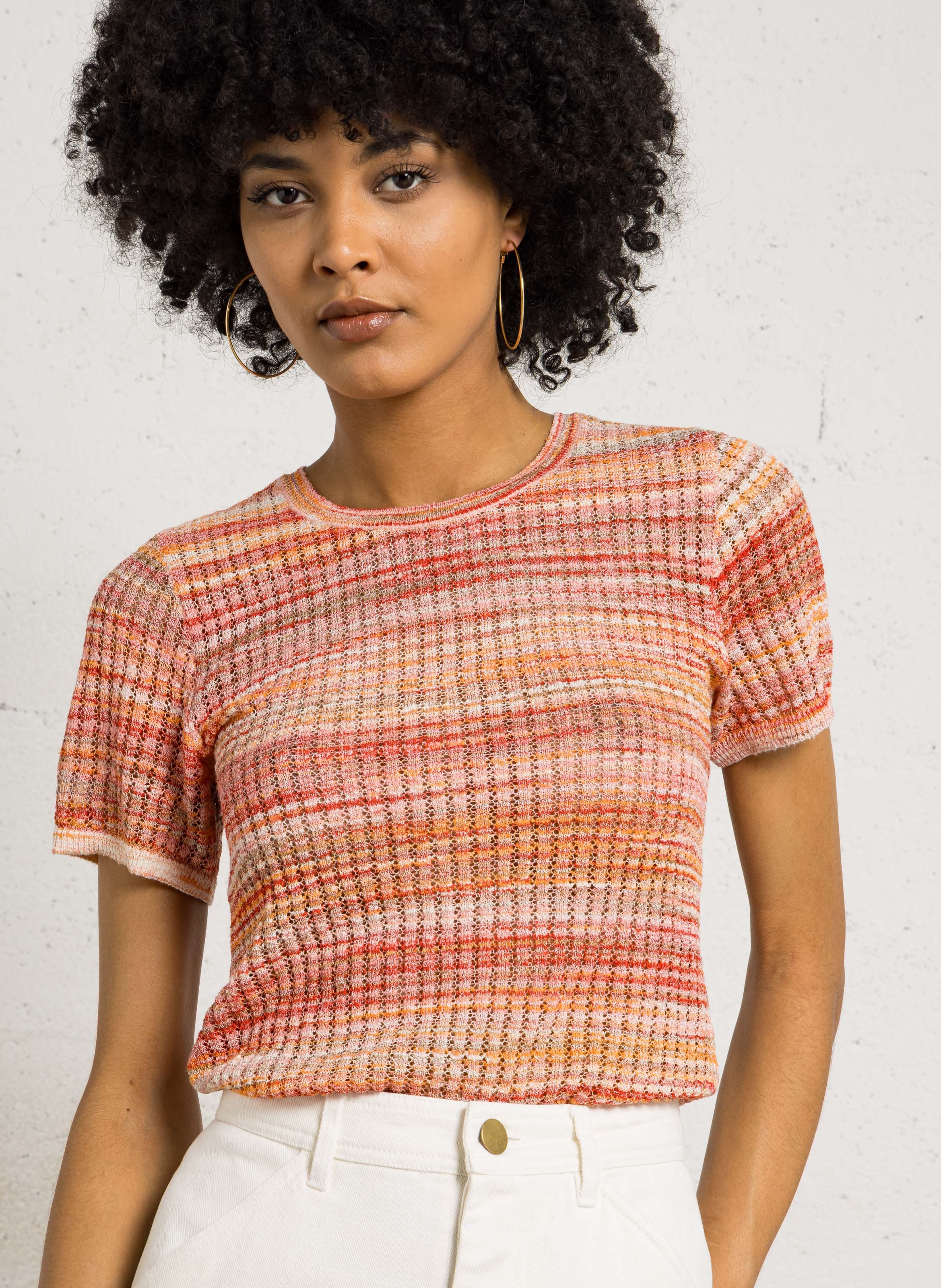 Top col rond en maille DES PETITS HAUTS Multicolore