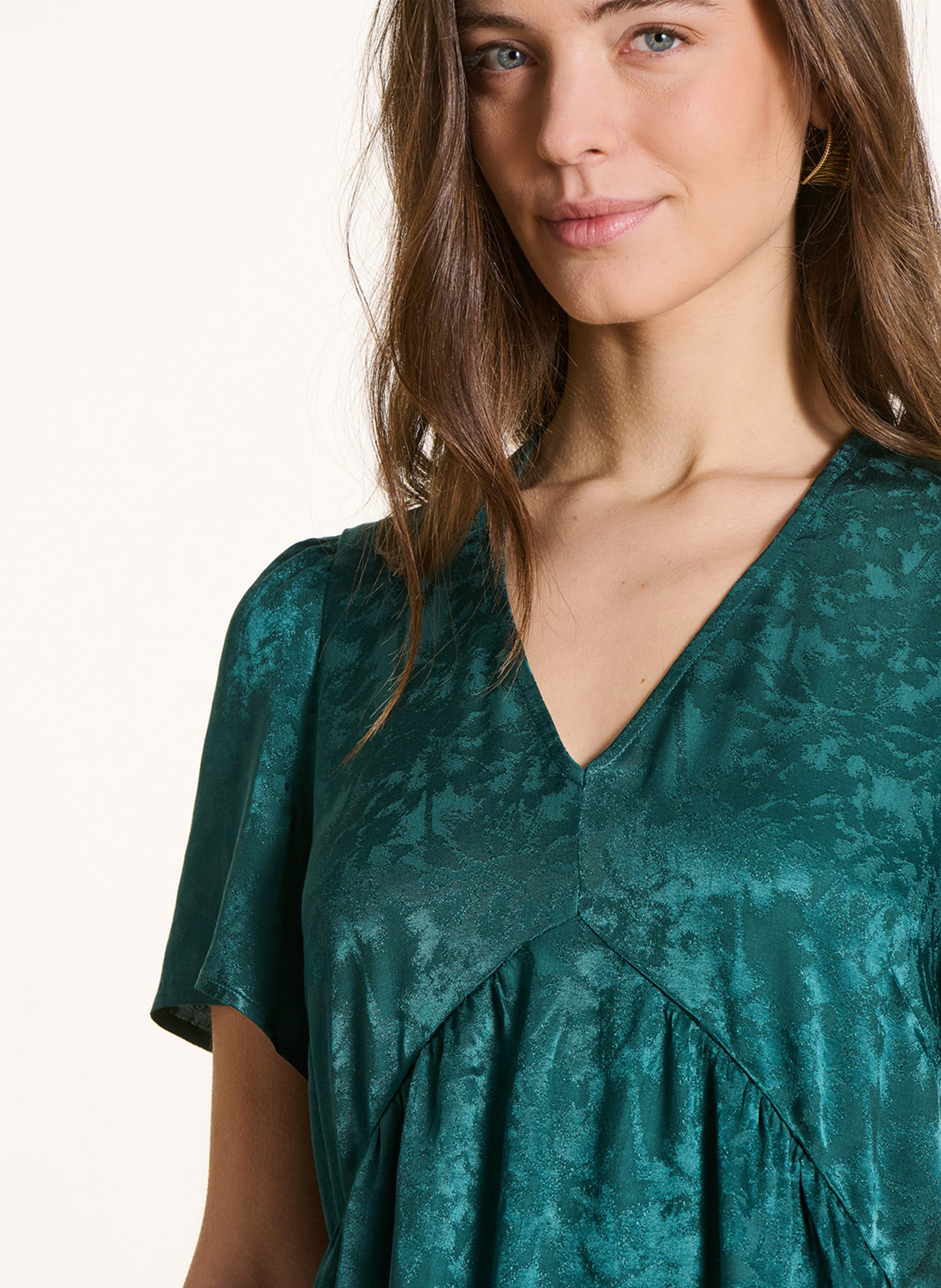 Robe courte en jacquard végétal LA FEE MARABOUTEE Vert