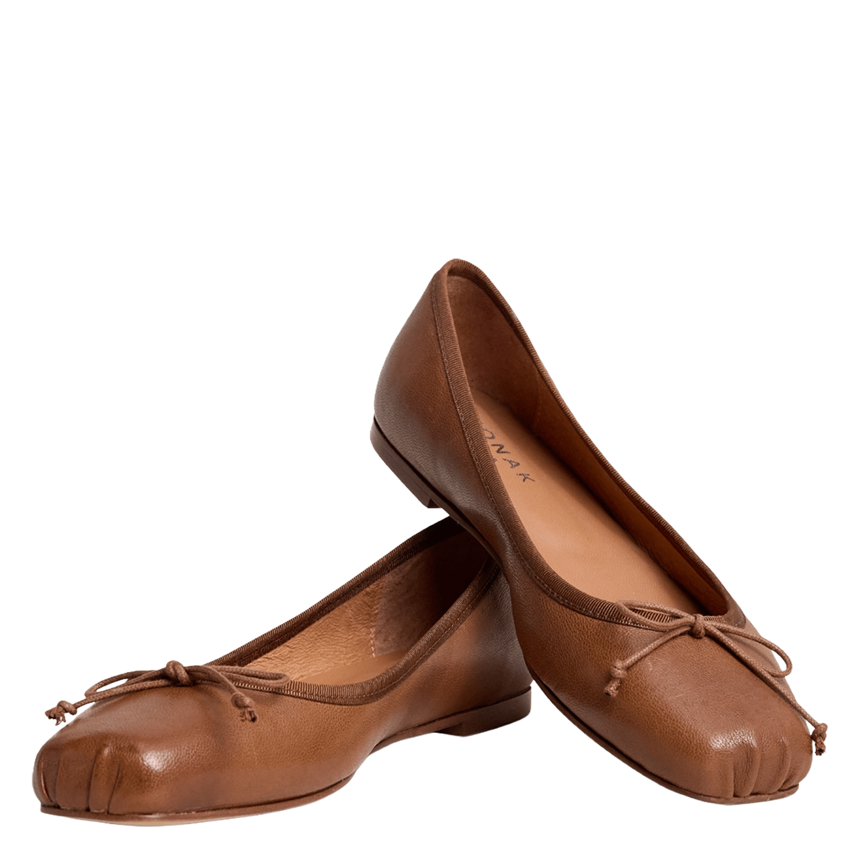 Dames ballerina's met vierkante neuzen in effen leer. JONAK Bruin