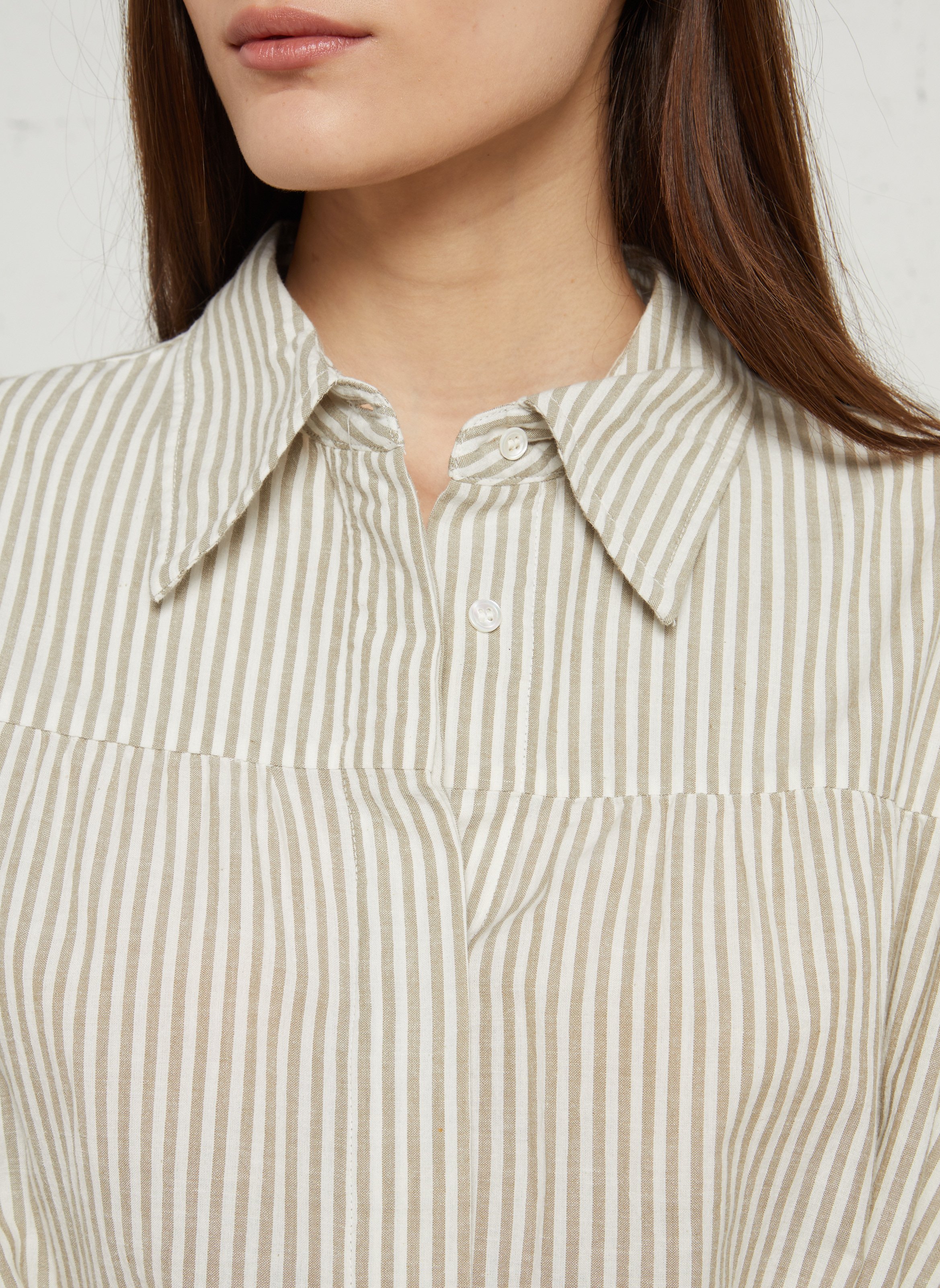 Lage, wijde katoenen jurk FEEKA Beige