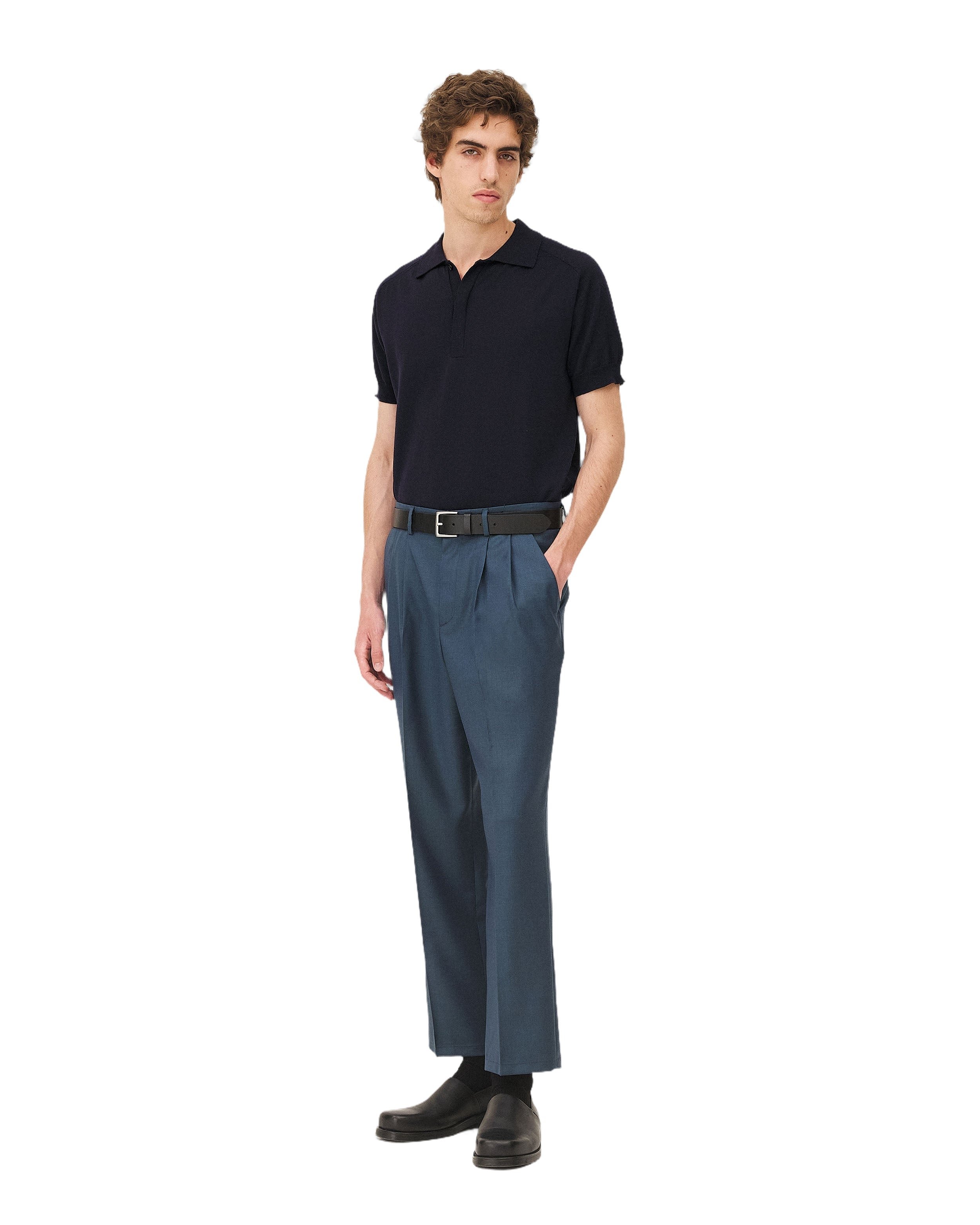 Trousers with pleats Clyde Deep Lagoon Noyoco Blue