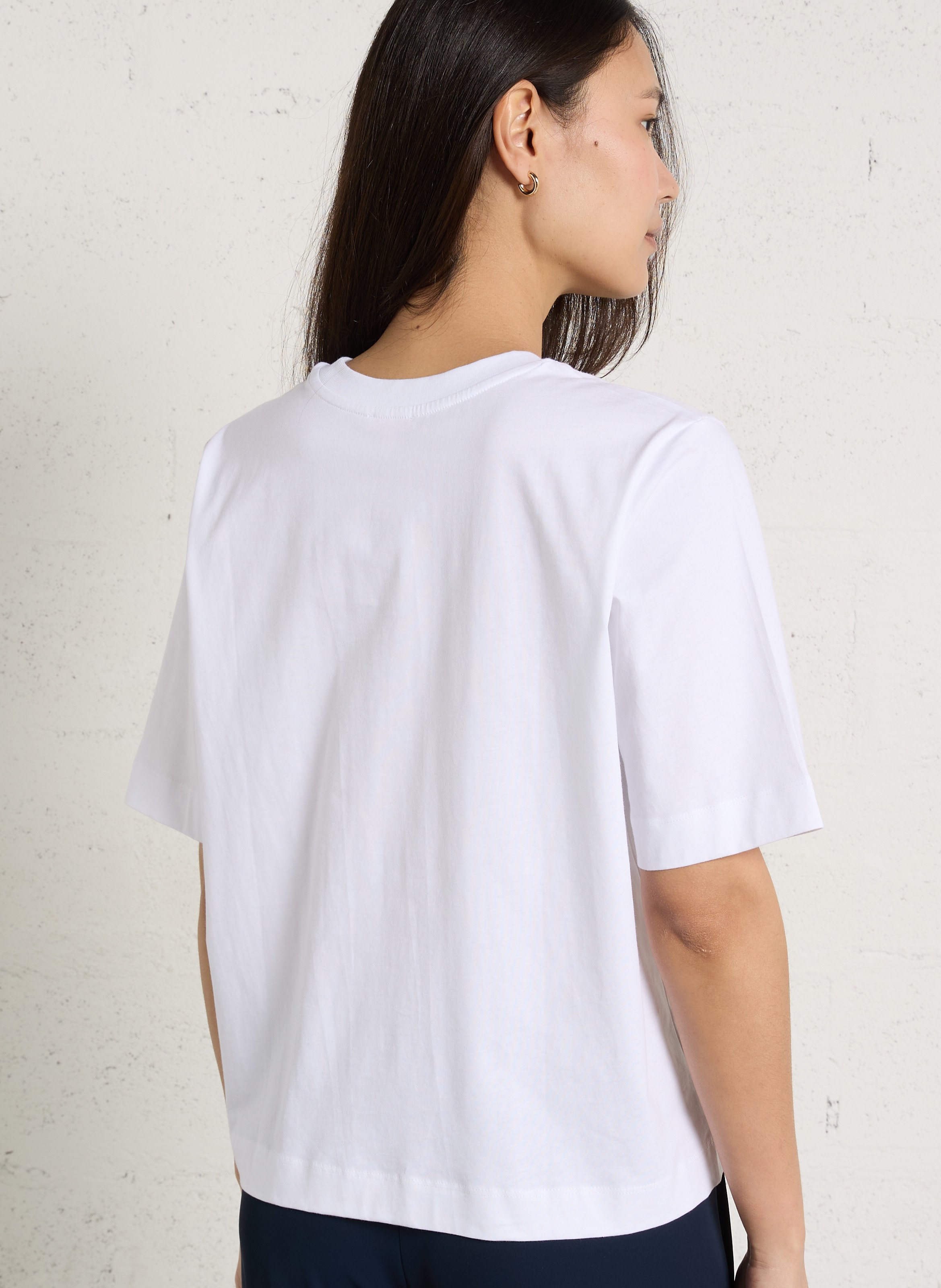 Baumwoll-Pullover mit Rundhalsausschnitt BENSIMON Weiss