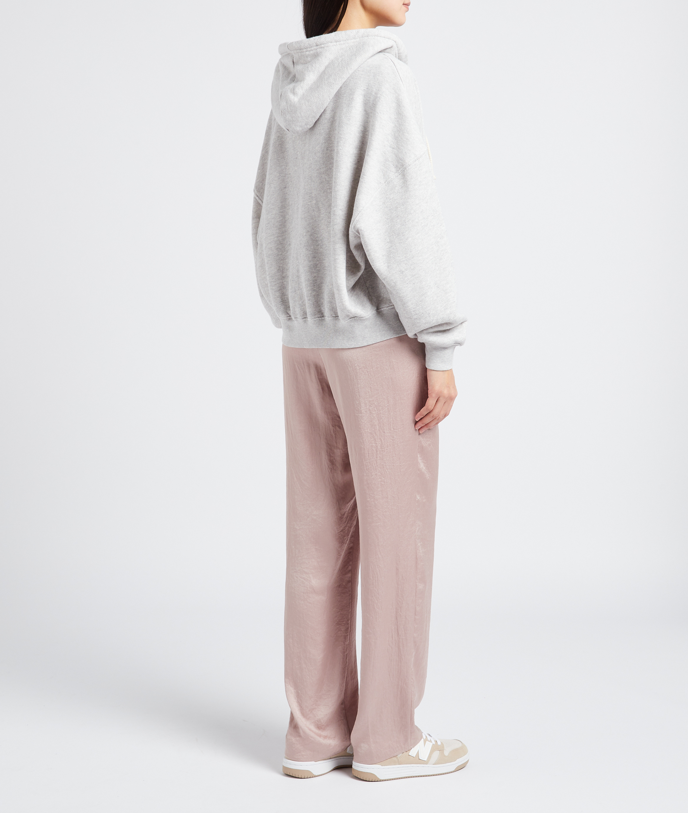 Kapuzensweatshirt aus Bio-Baumwolle mit Reißverschluss und Siebdruck AMERICAN VINTAGE Grau