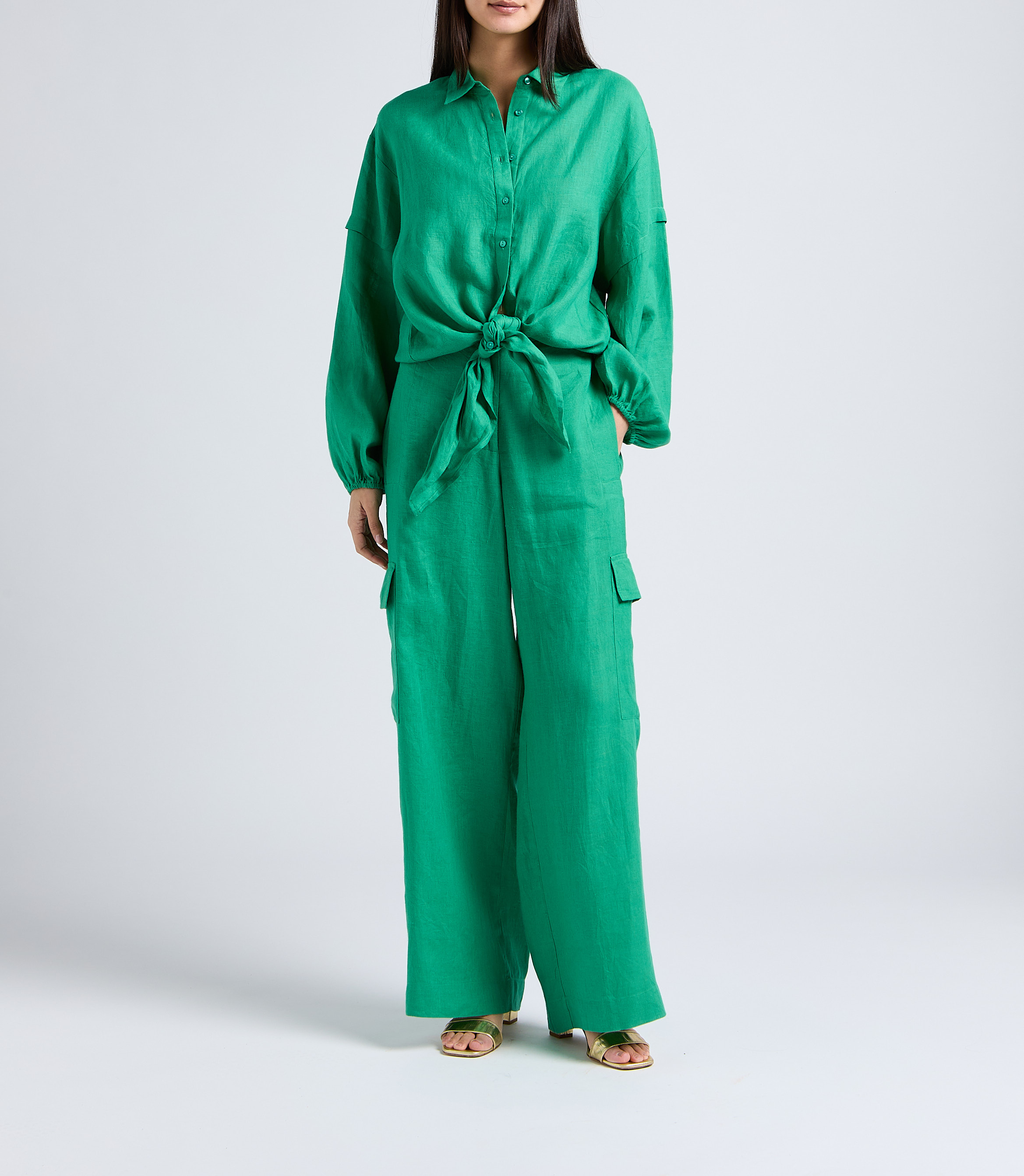 Camisa holgada de lino MES DEMOISELLES Verde