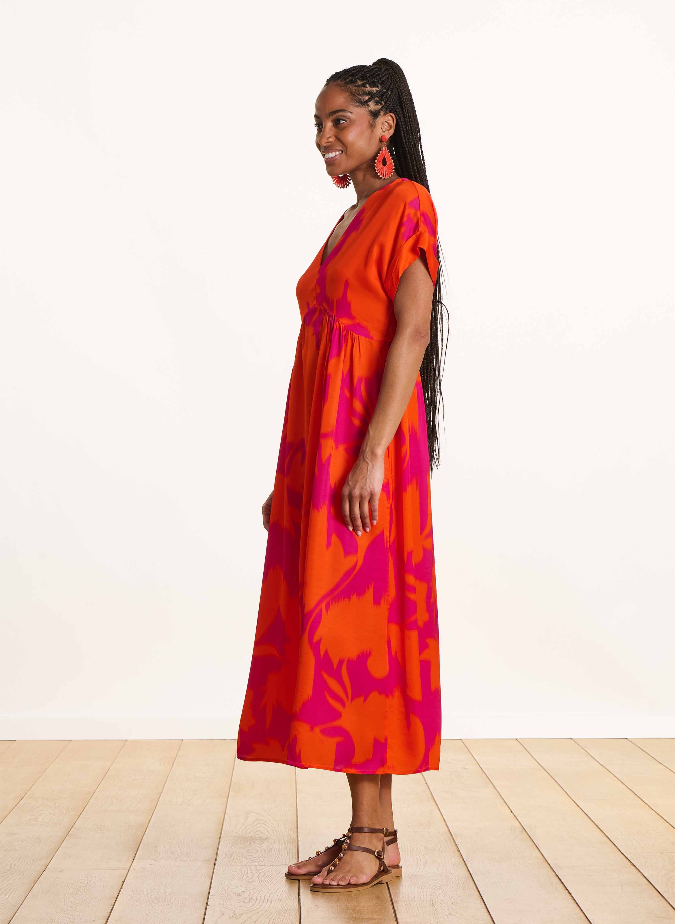Robe midi imprimée col v LA FEE MARABOUTEE Multicolore
