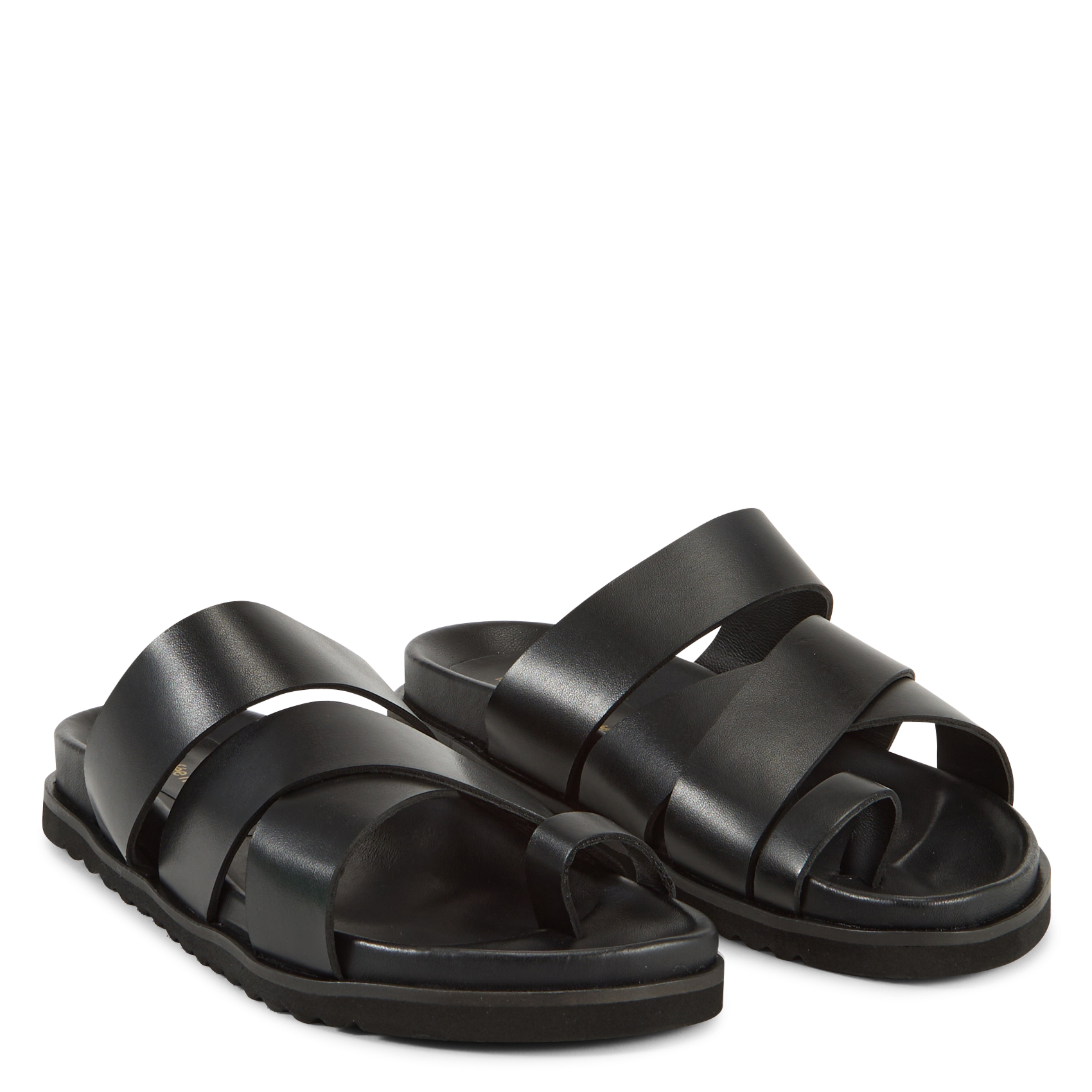 Leren sandalen met gekruiste riempjes LA FEE MARABOUTEE Zwart