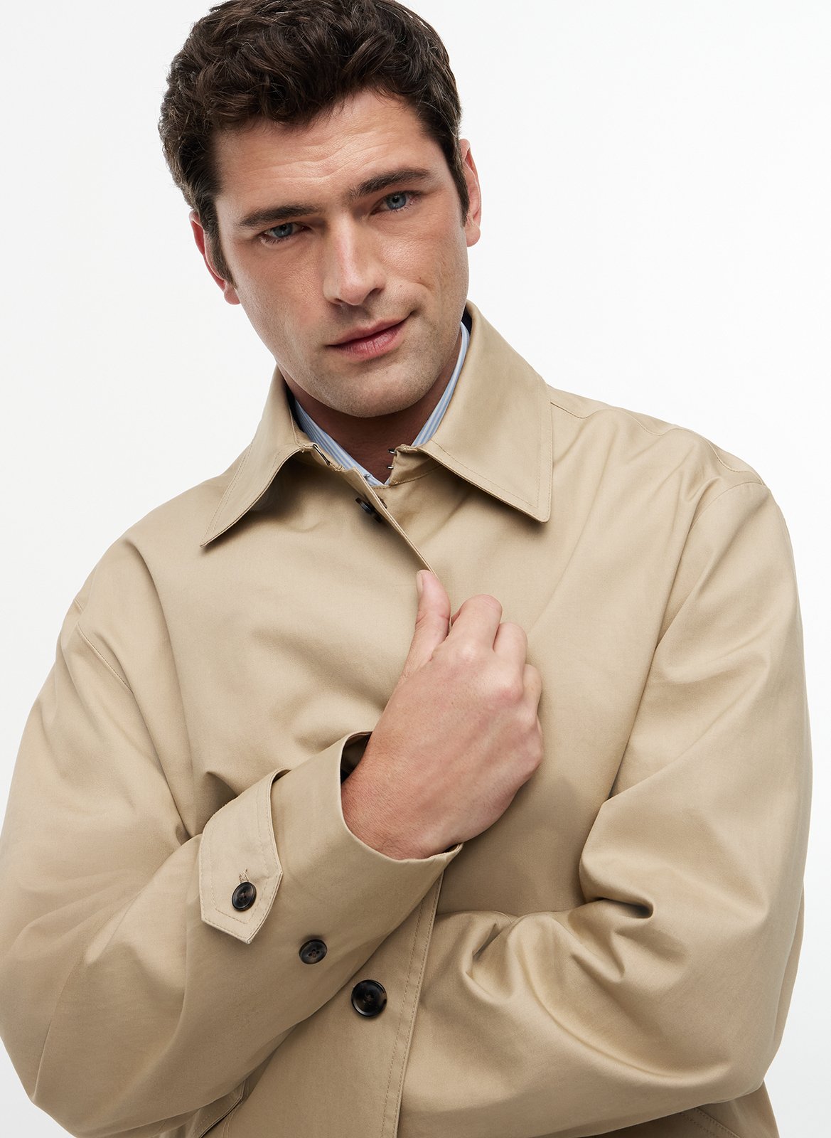 Knopfverschluss Mantel in mittlerer Länge uni | Khaki TOMMY HILFIGER Herren