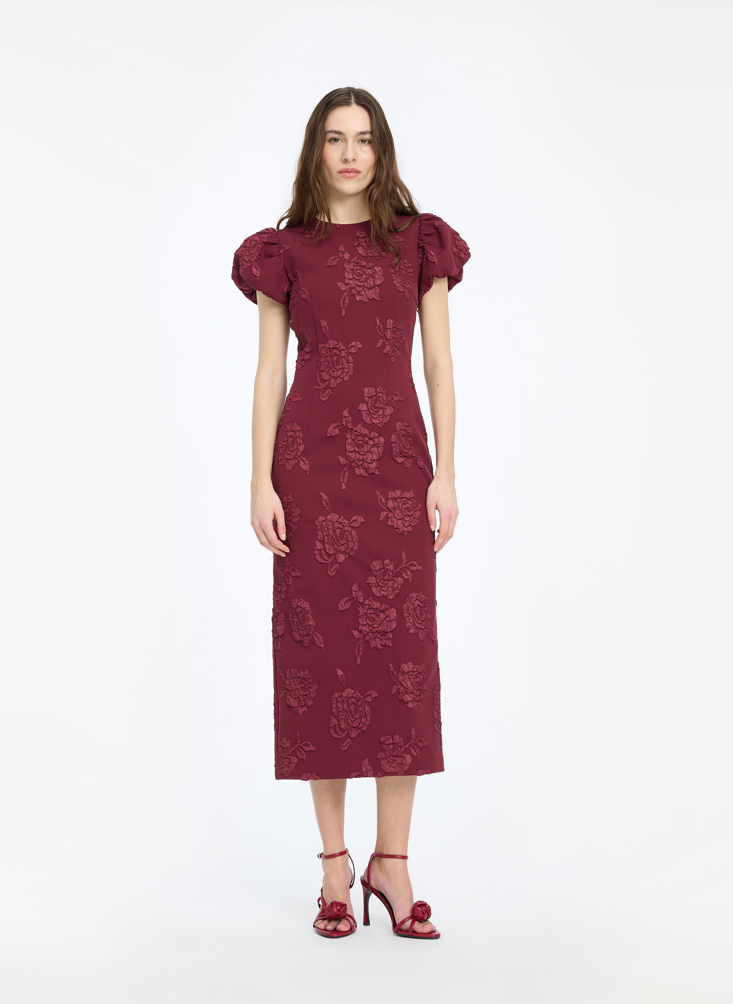 Jacquard midi dress ROTATE Brown