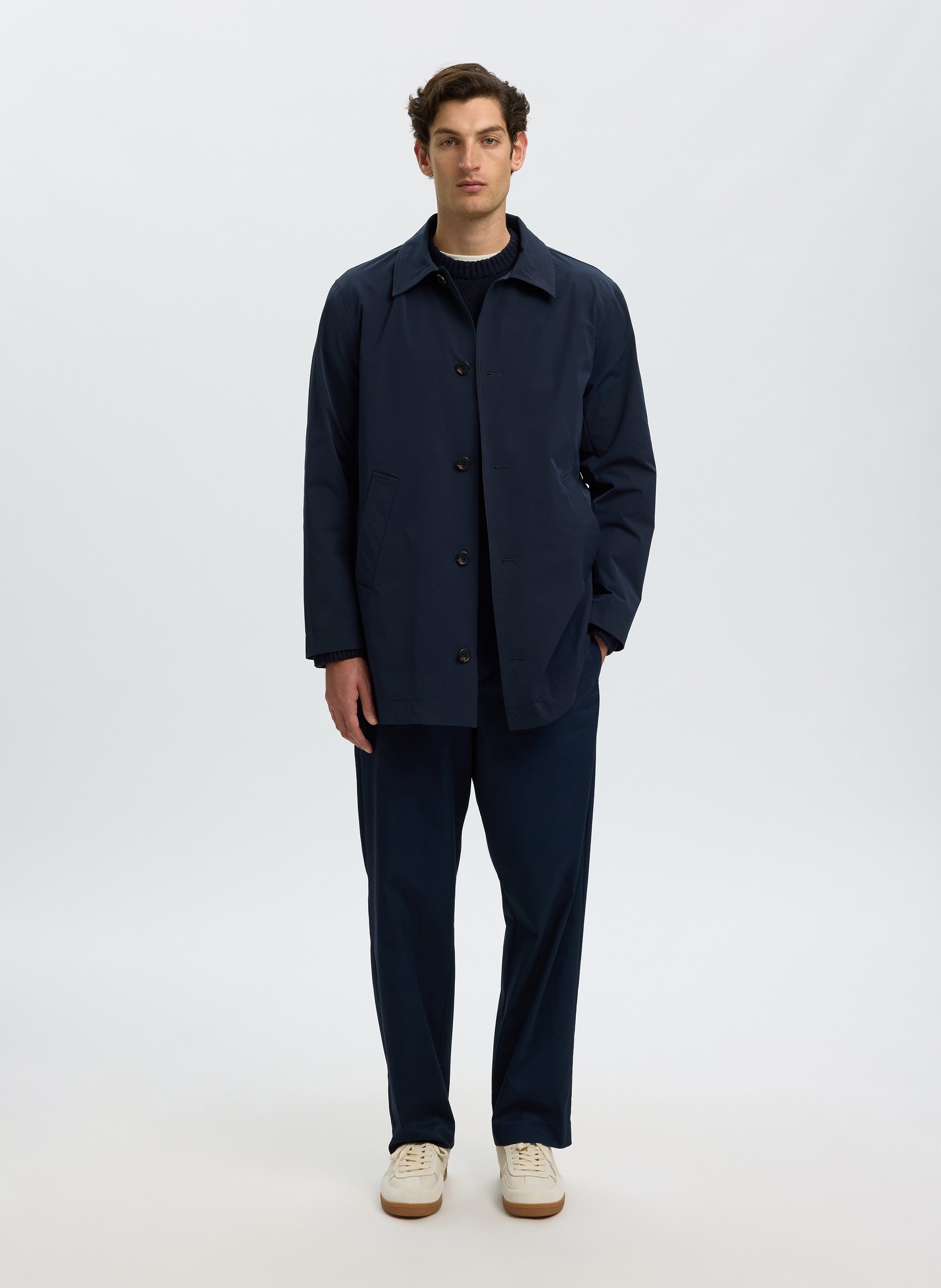 Rechte jas met klassieke kraag en knoopsluiting SELECTED Blauw