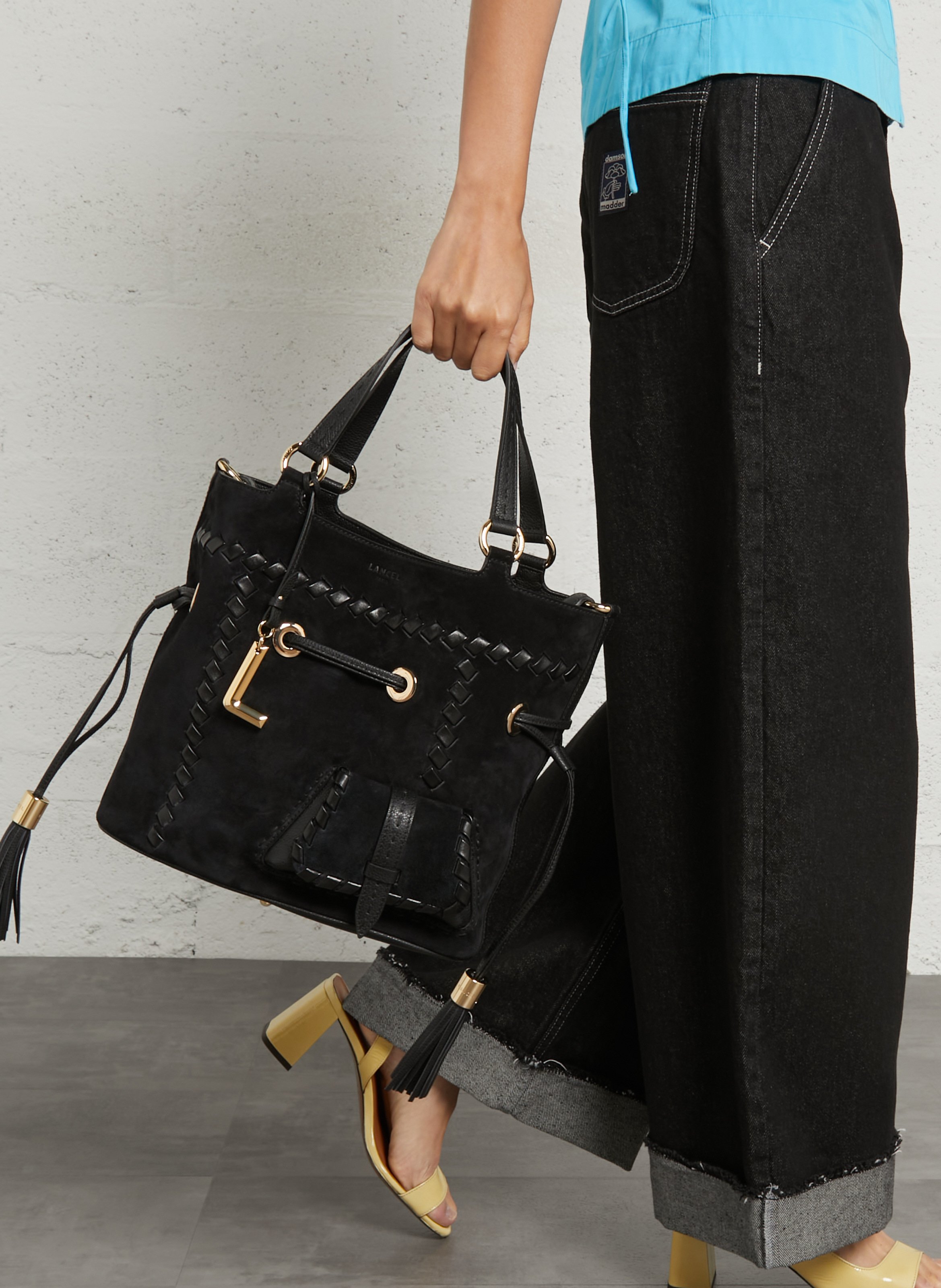 Beuteltasche aus Veloursleder LANCEL Schwarz