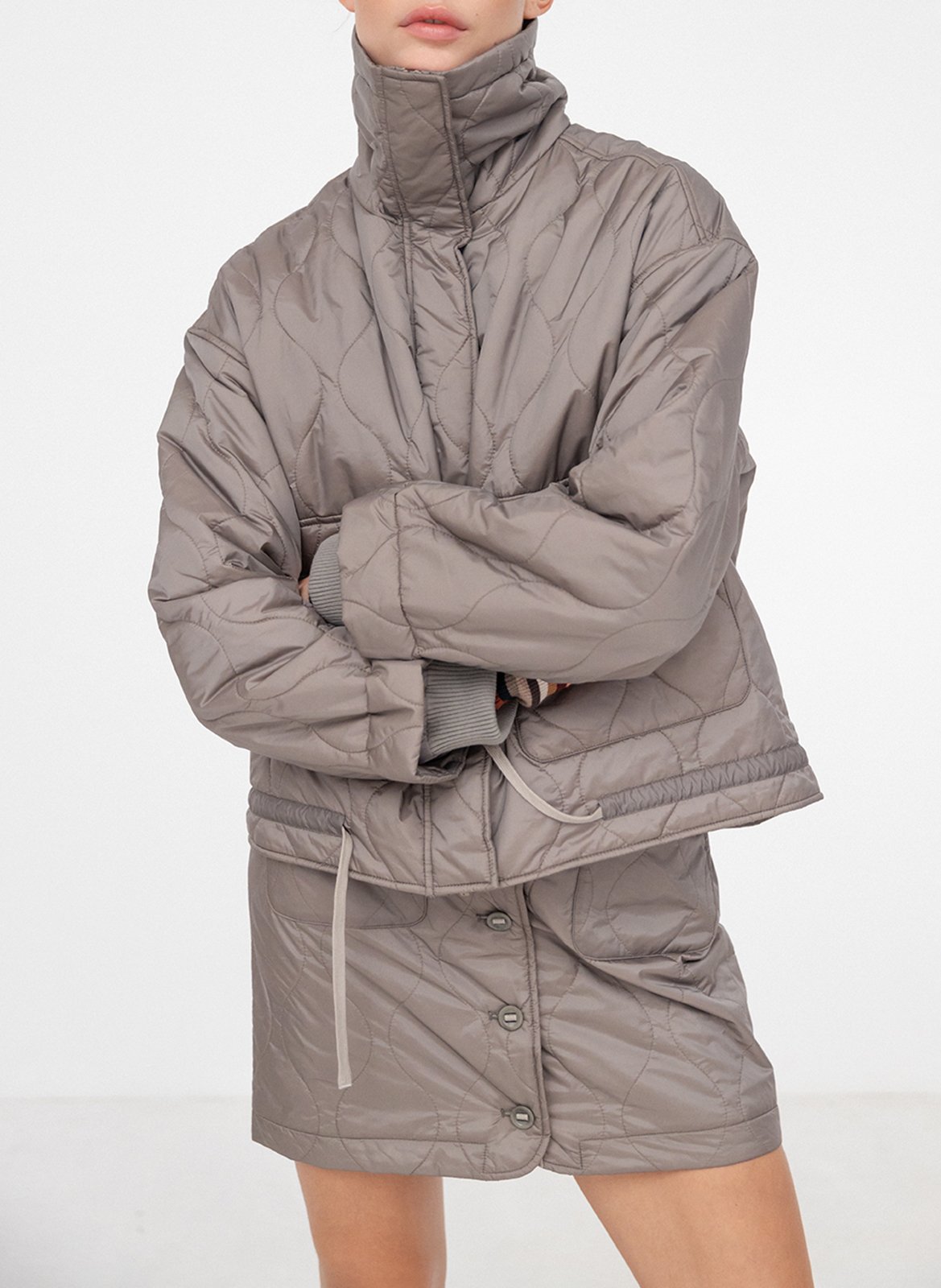 Veste col montant droite matelassée PROJECT-AJ117 Beige