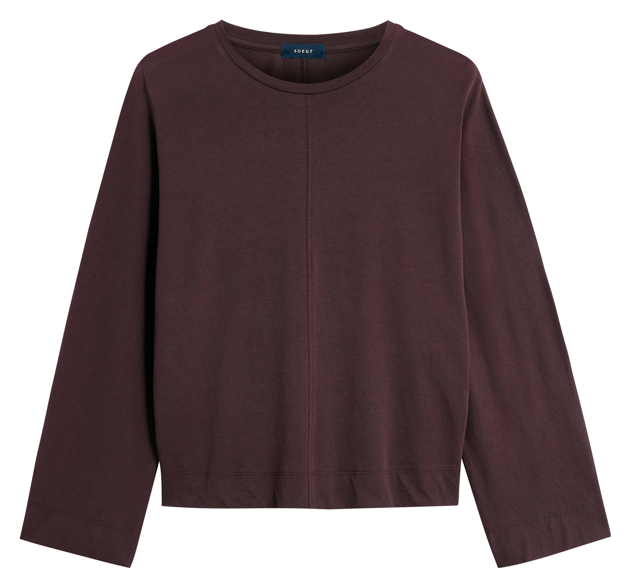 Oversized effen T-shirt met rechte pasvorm SOEUR Bruin