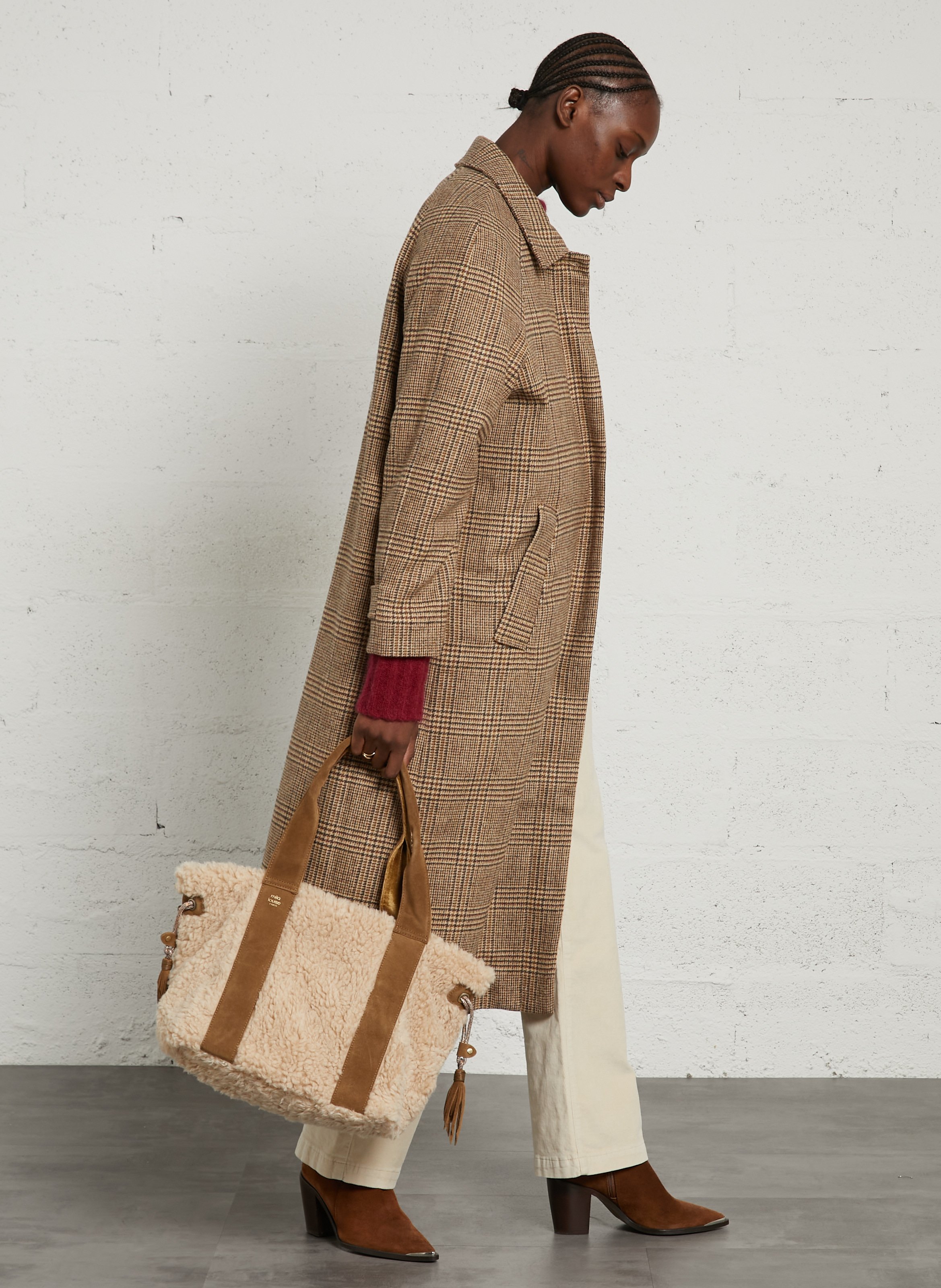 Sac à main en fourrure synthétique  MILA LOUISE Beige