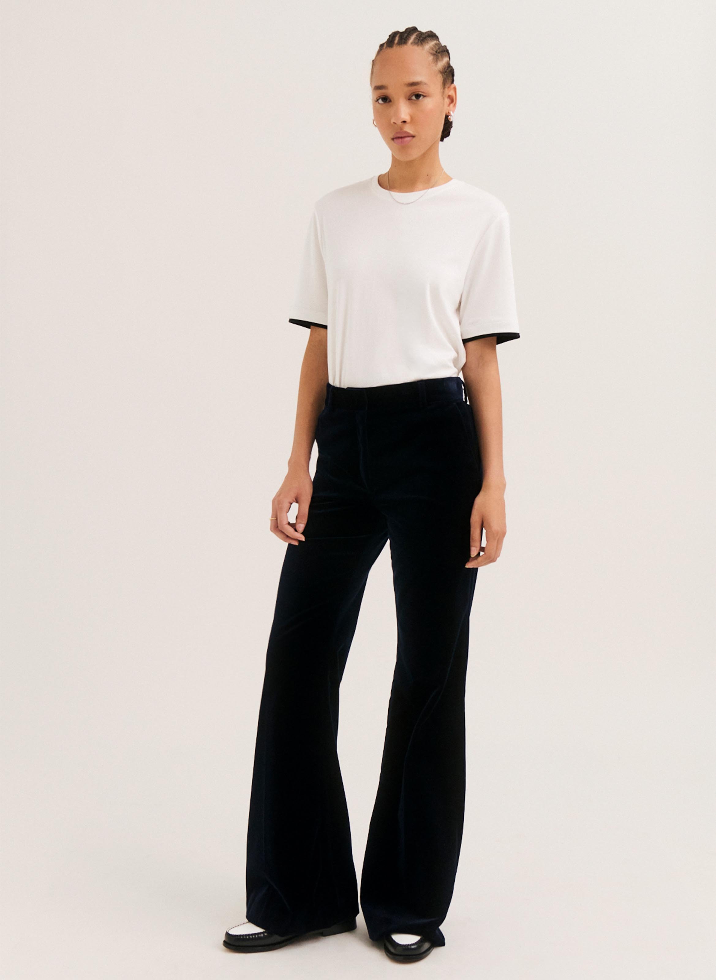 Flare velvet smooth pants PABLO Blue