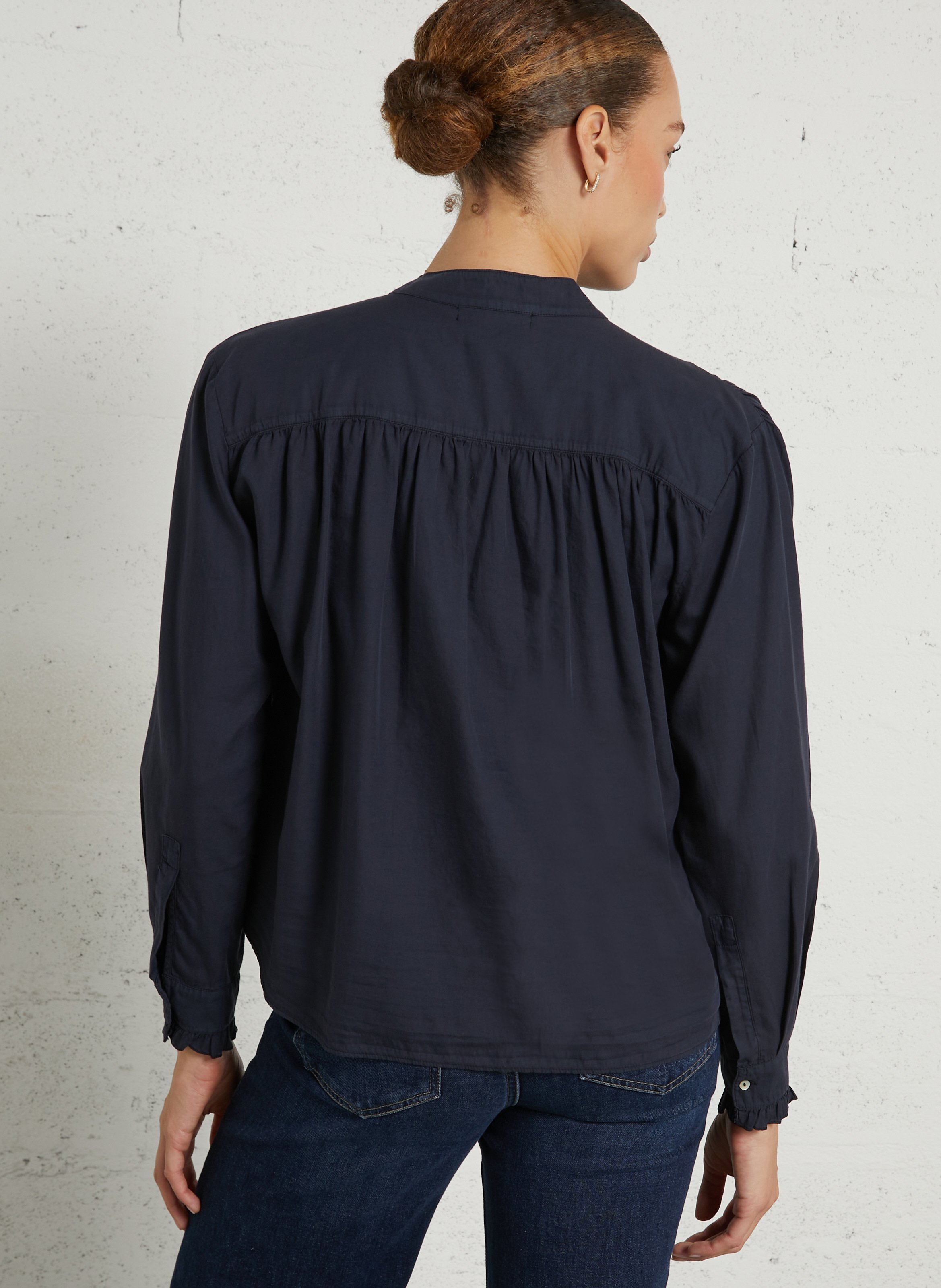 Chemise col mao en coton BELLA JONES Bleu
