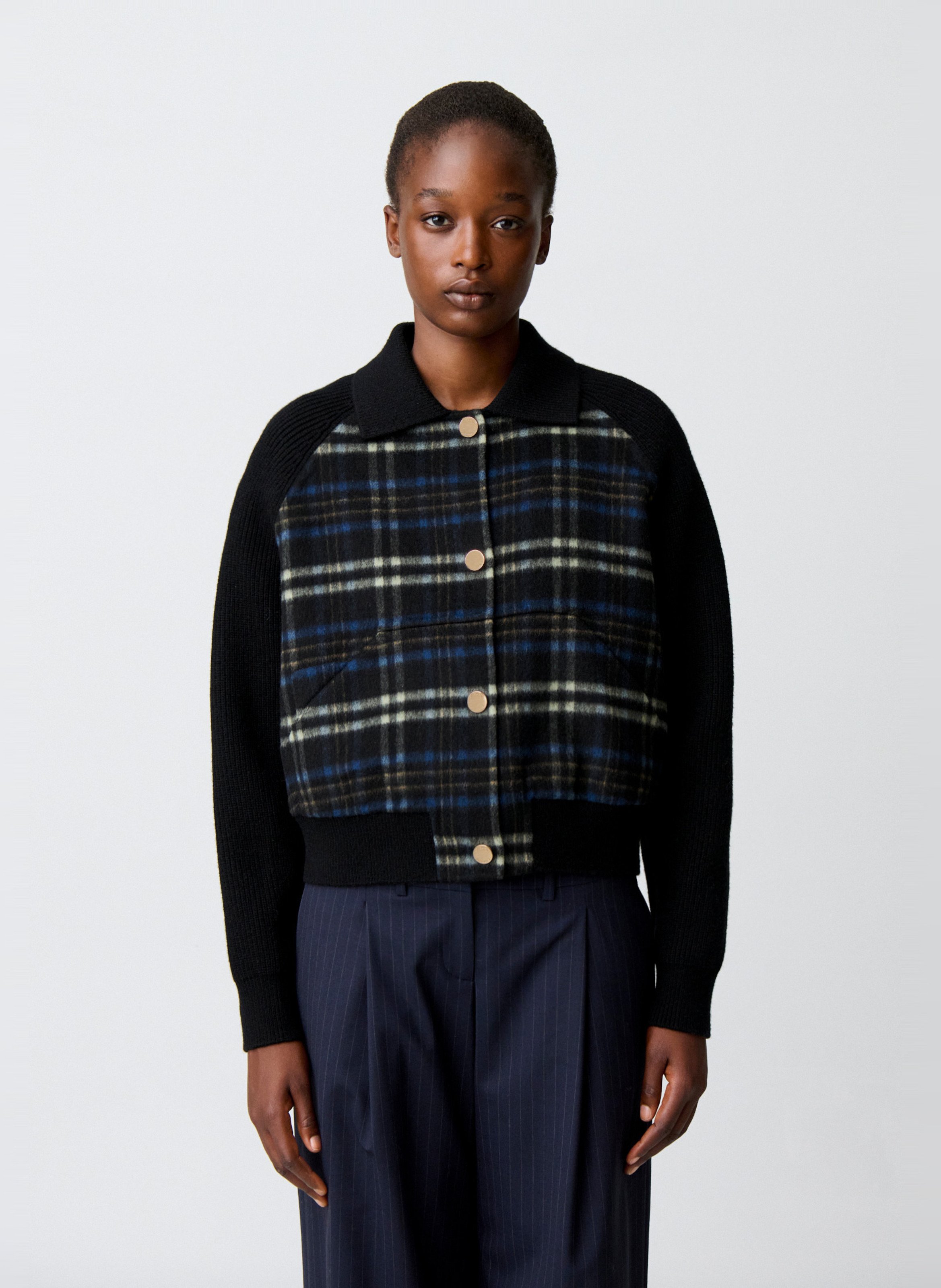 Blouson bi-matière en laine mélangé CLAUDIE PIERLOT Multicolore