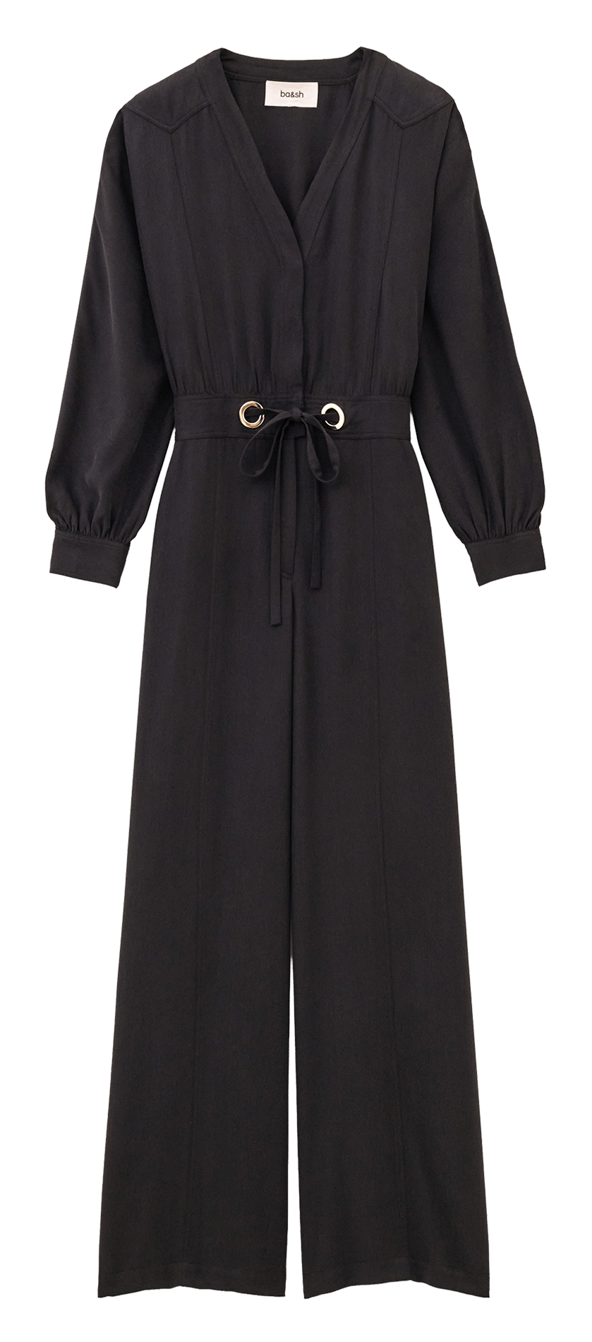 Taillierte Jumpsuit mit V-Ausschnitt und geradem Bein BA&SH Schwarz