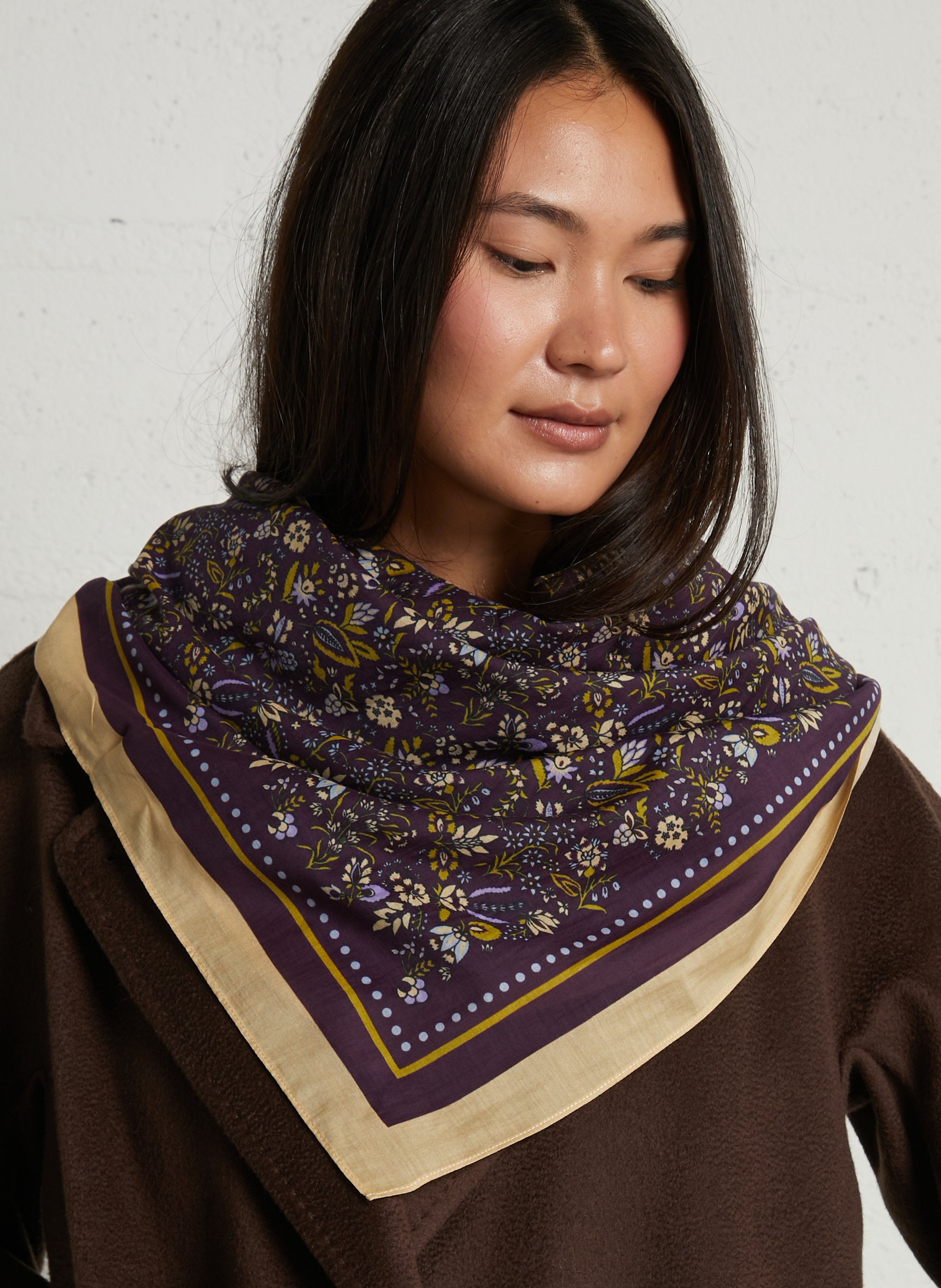 Foulard carré imprimé floral en coton mélangé BECKSONDERGAARD