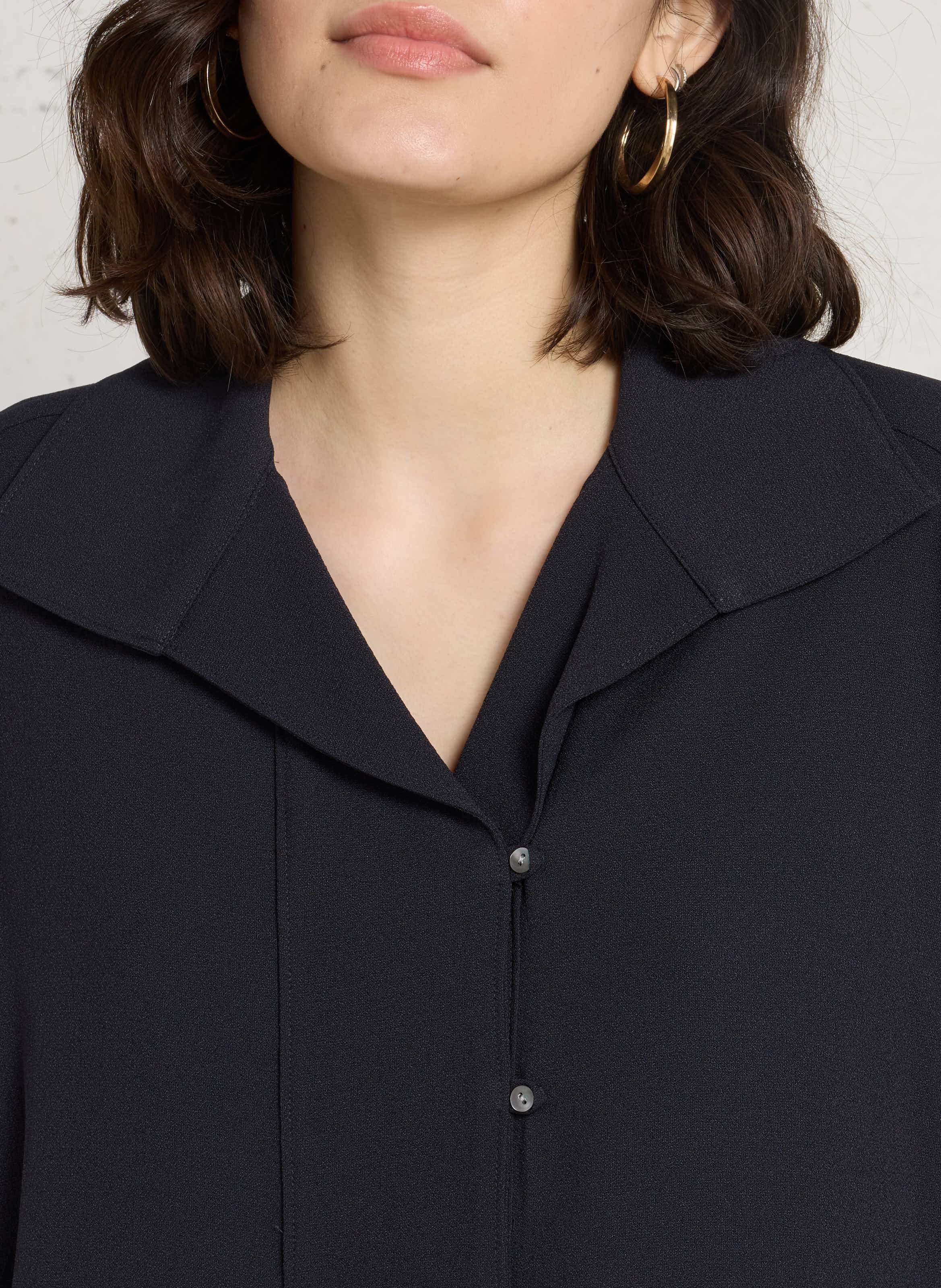 Top met lange mouwen en knoopkraag HARTFORD Blauw
