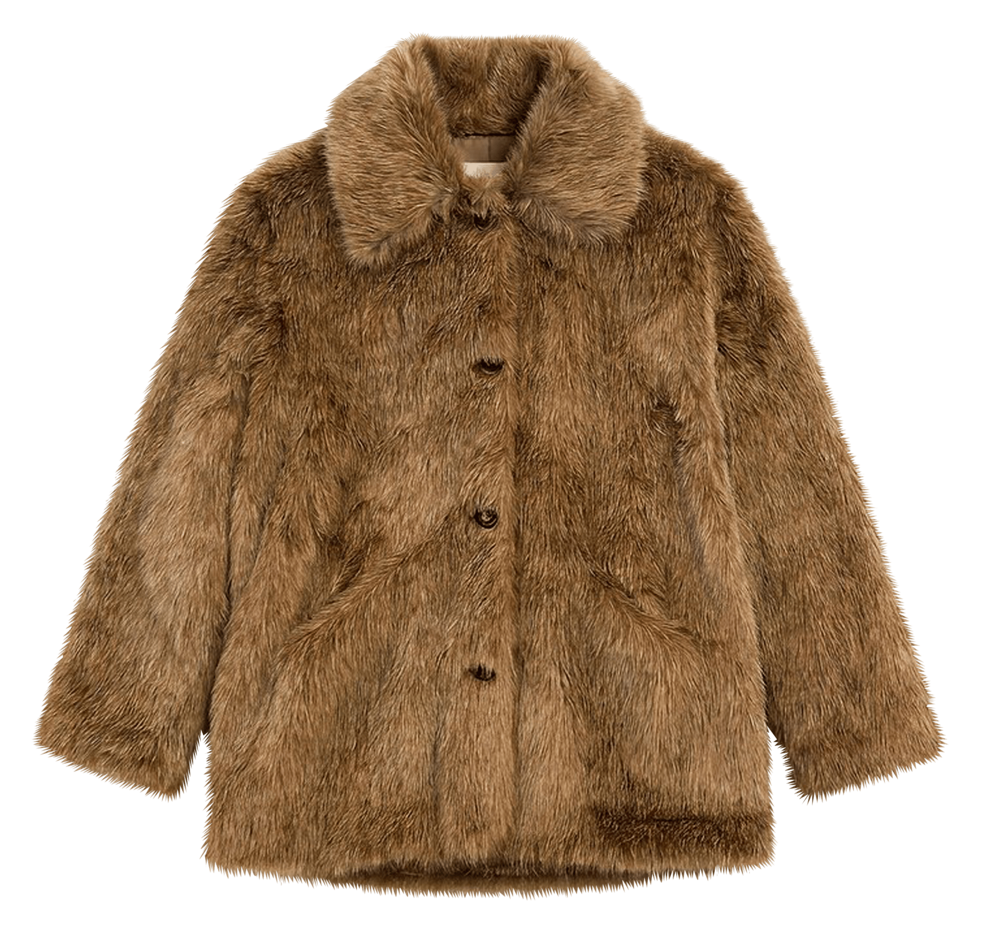 Manteau col classique en fourrure VANESSA BRUNO Beige