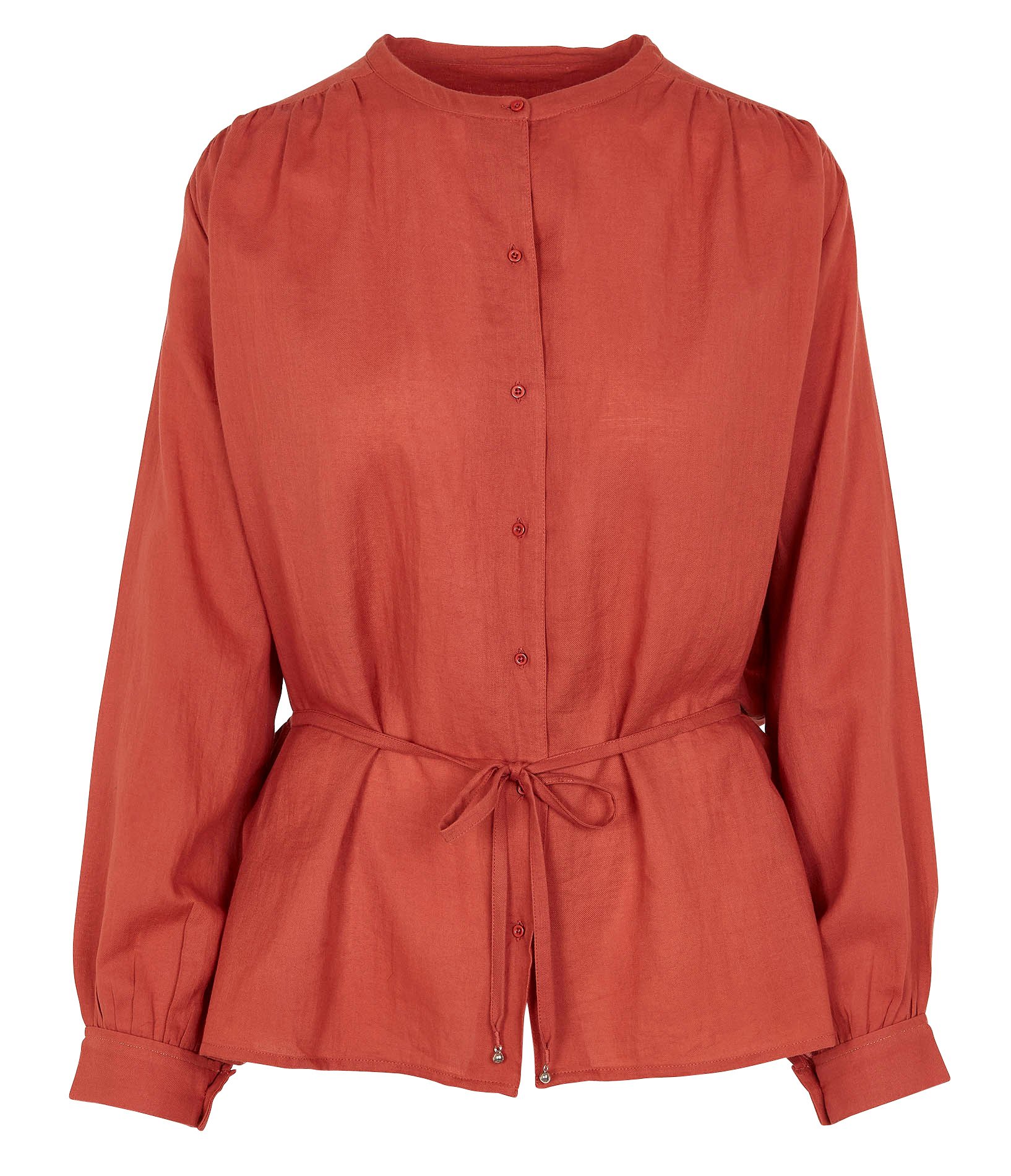 Cotton shirt with narrow belt SWILDENS Pink