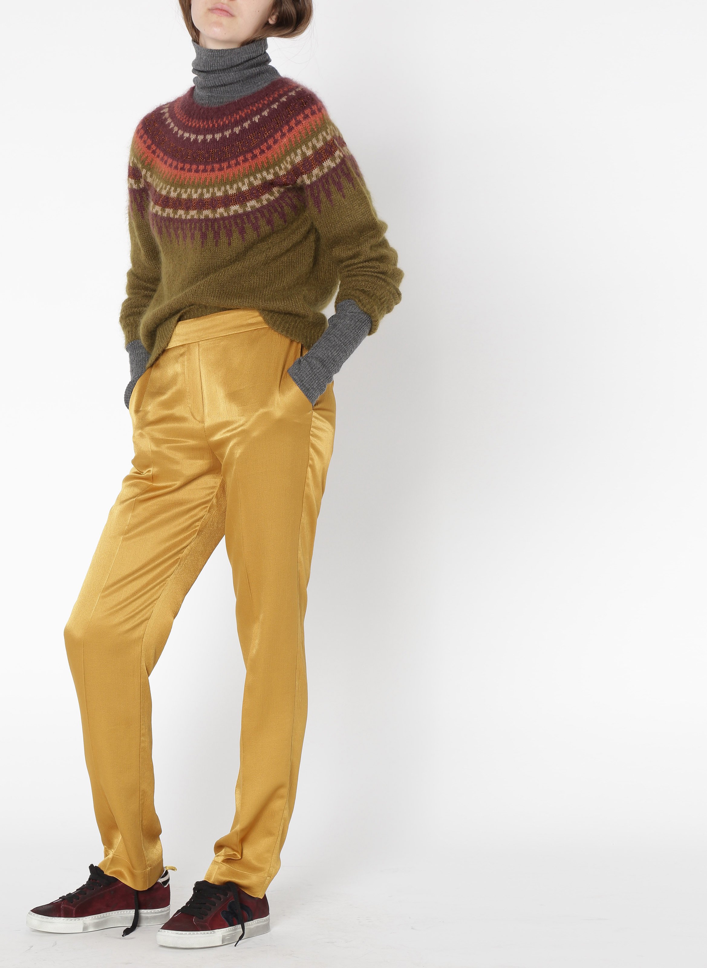 Pantalon droit fluide satiné MOMONI Gris