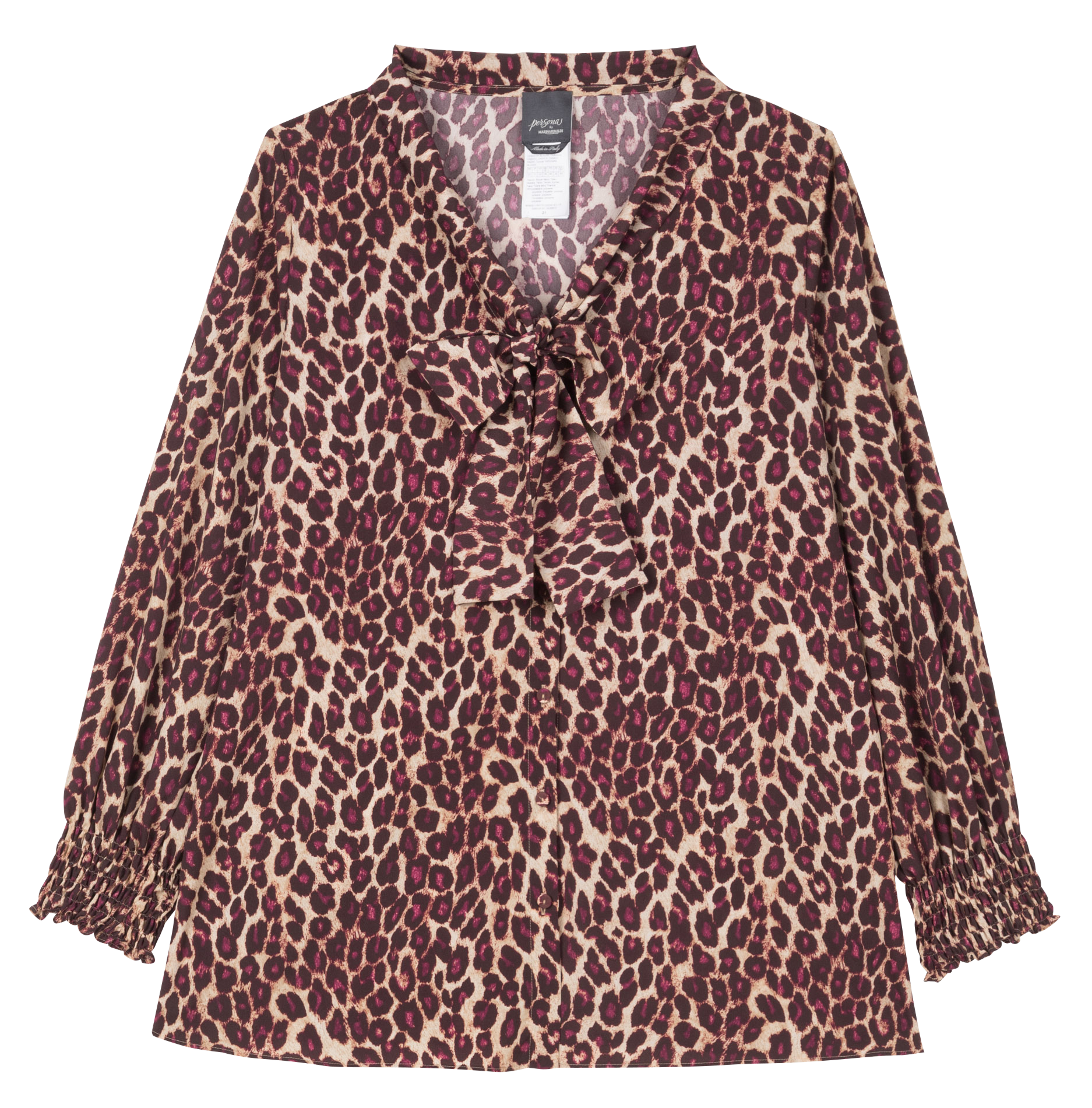 Leopard print V-neck blouse PERSONA by Marina Rinaldi Brown