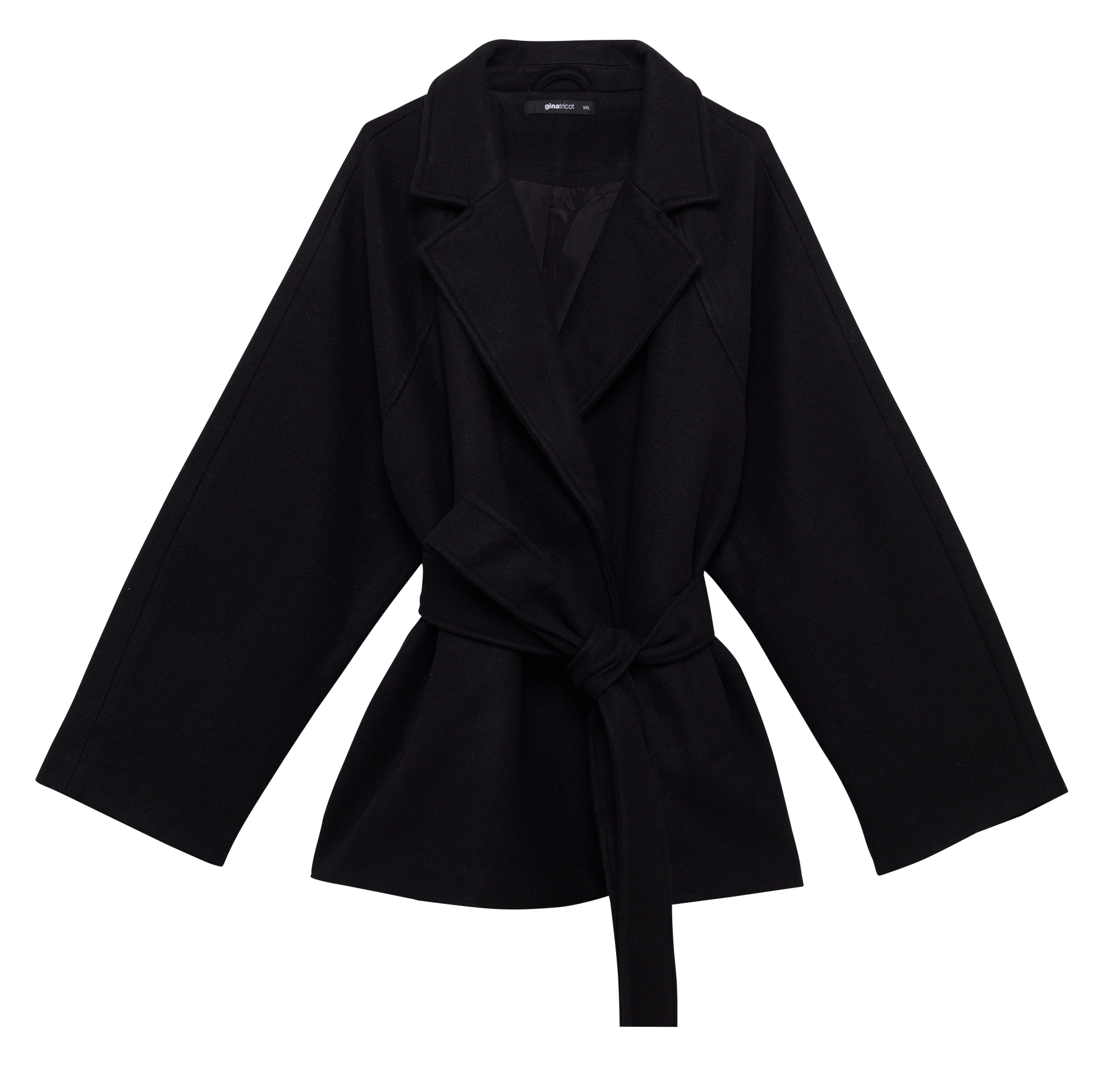Manteau col tailleur ceinturé  GINA TRICOT Noir