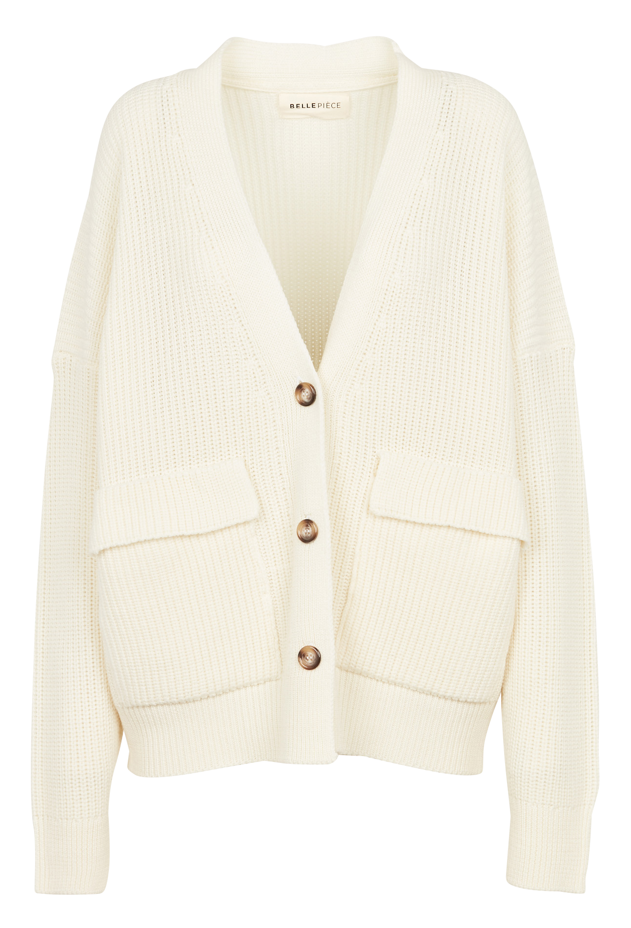 Wool V-neck cardigan BELLEPIECE Beige