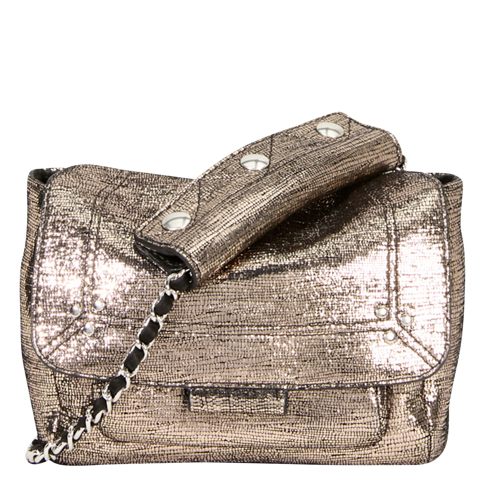 Mini leather shoulder bag JEROME DREYFUSS Silver