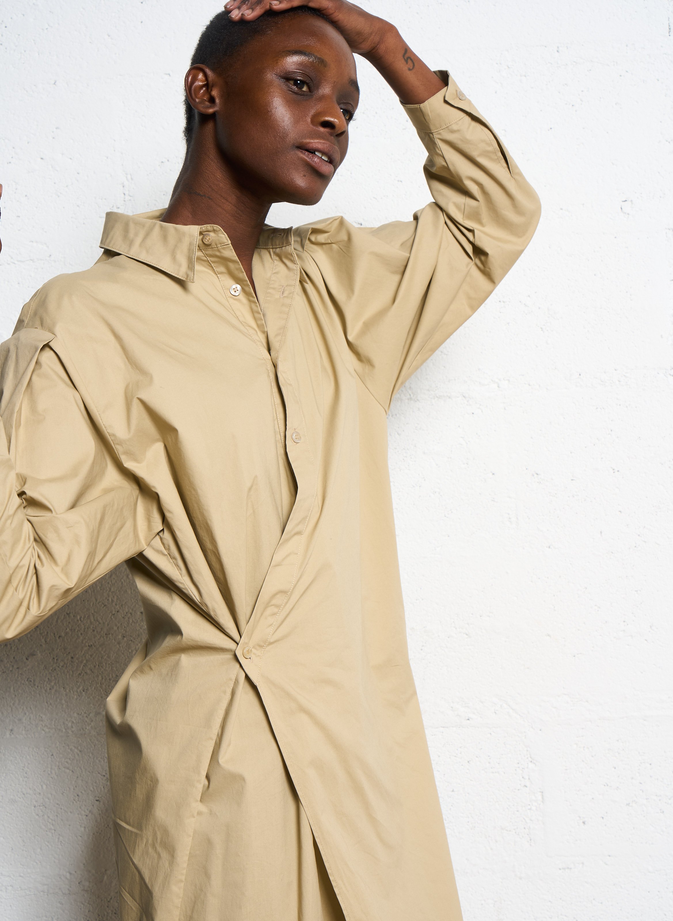 Long cotton wrap dress ATTIC AND BARN Beige