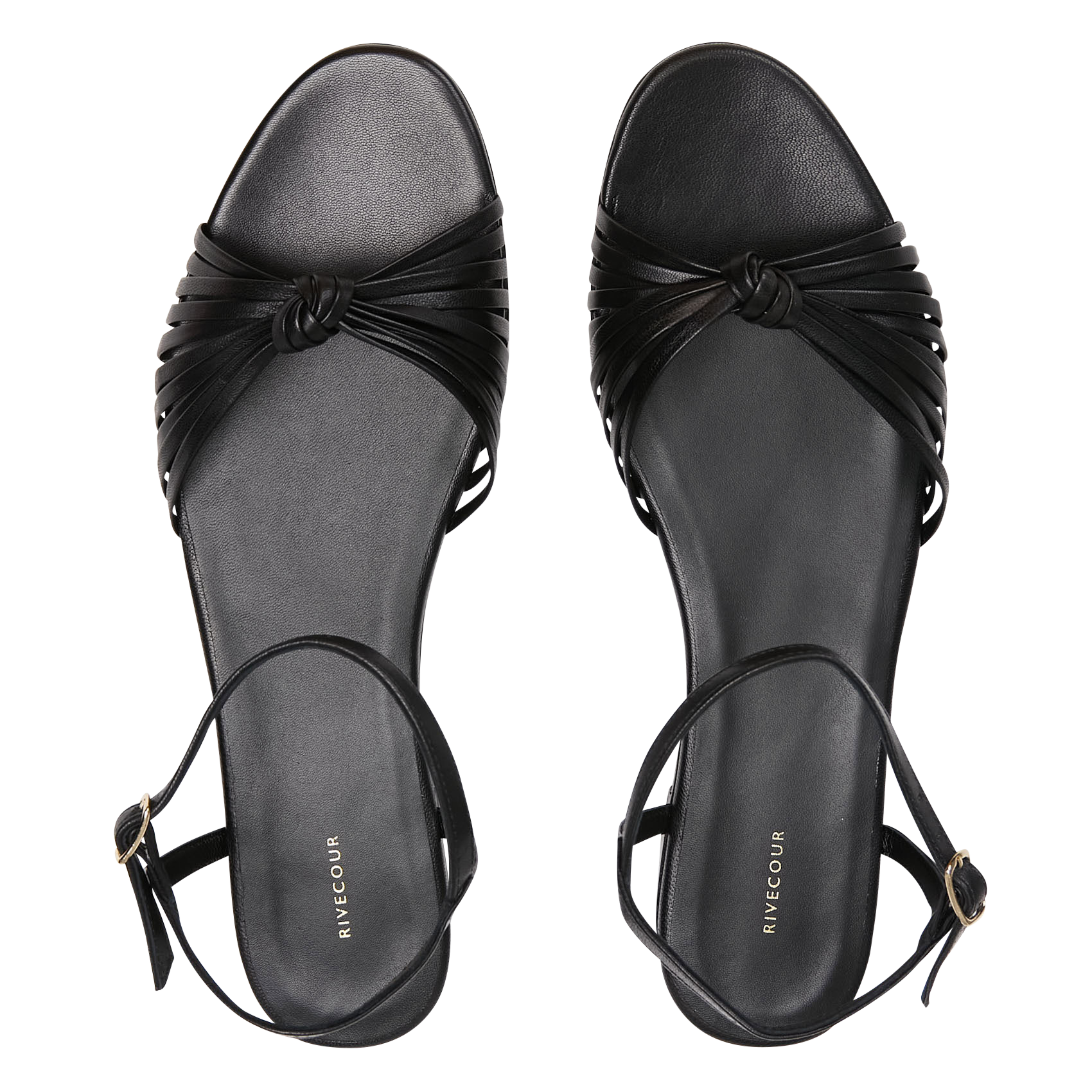 Sandales plates en cuir RIVECOUR Noir