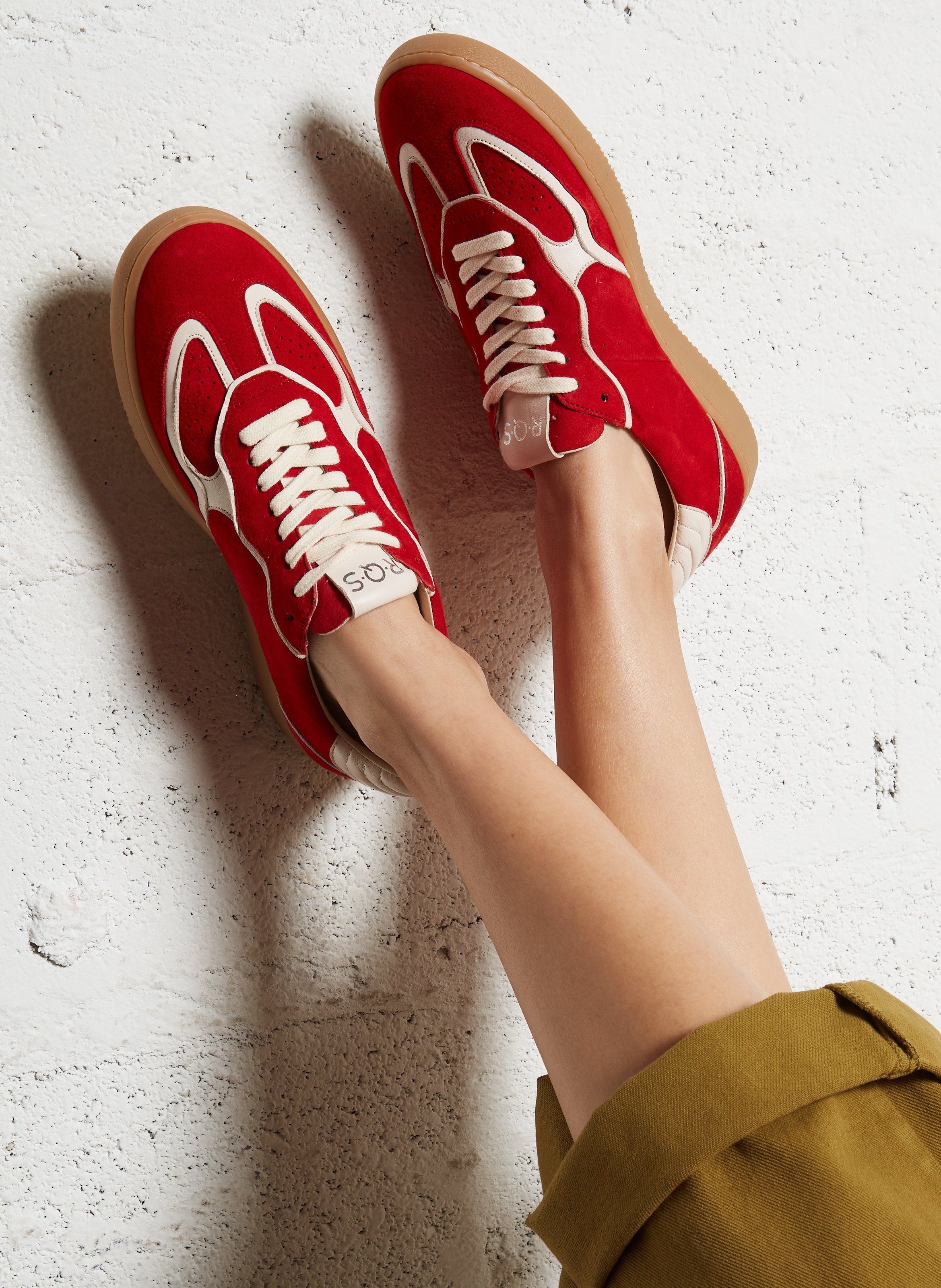 Baskets basses en cuir REQINS Rouge