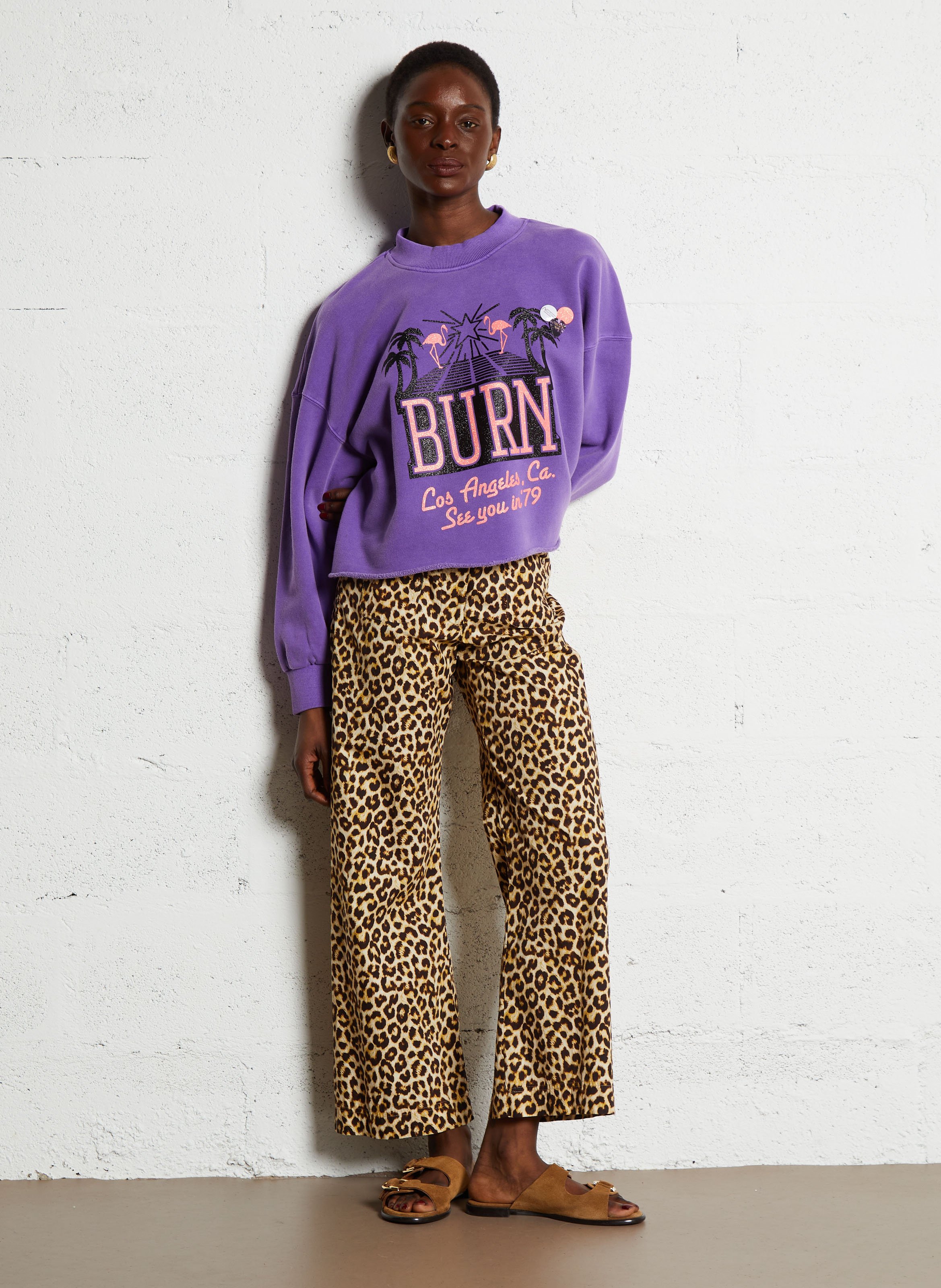 Wide leg organic cotton printed pants BELLEROSE Multicolored