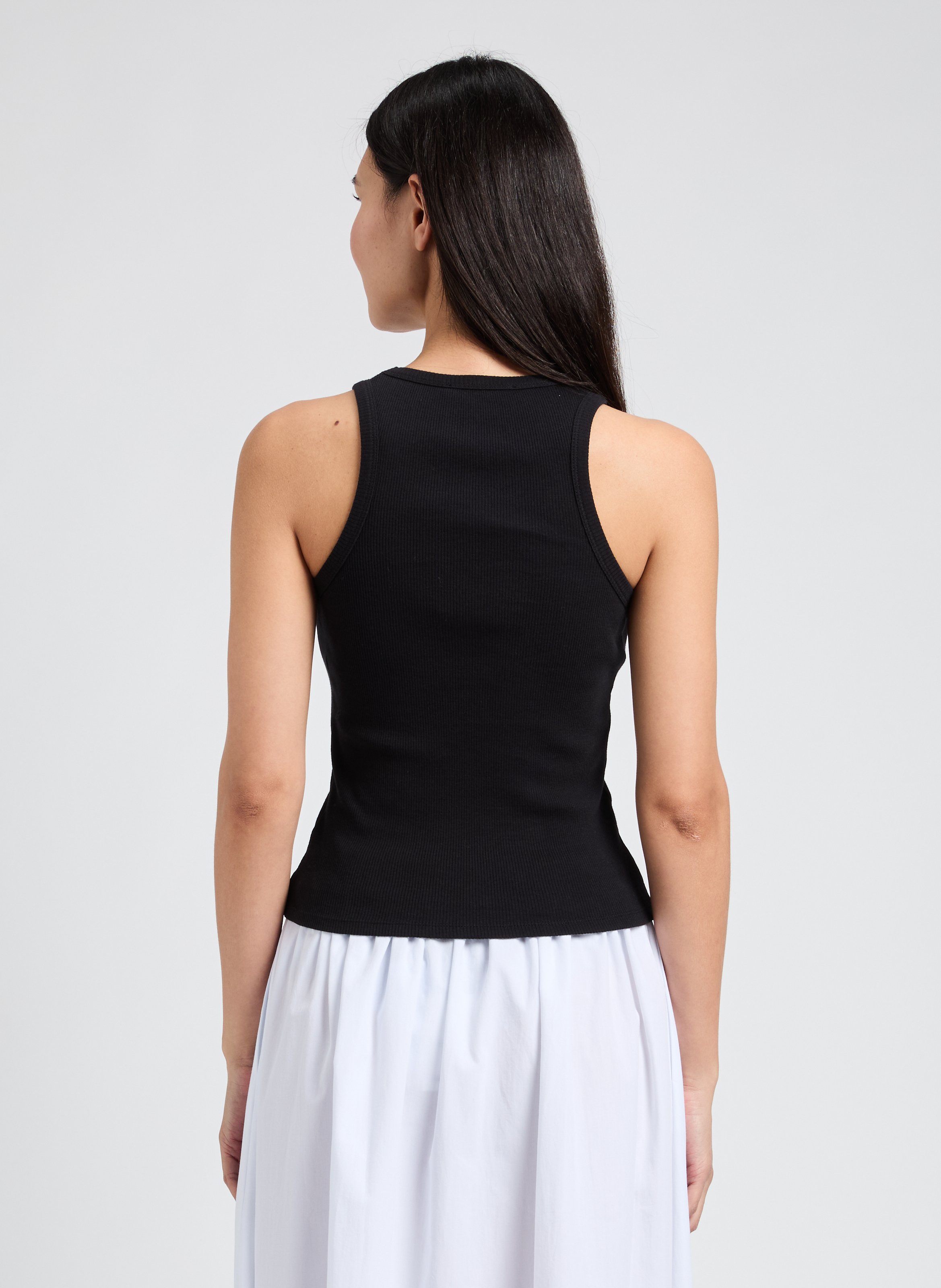 Ribbed cotton tank top SAISON 1865 Black