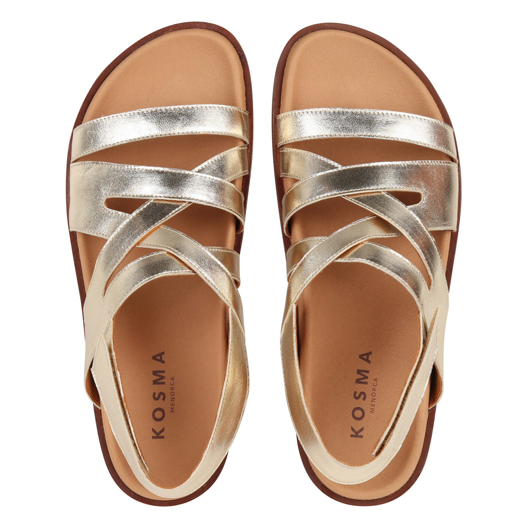 Sandales plates en cuir métallisé KOSMA MENORCA Doré