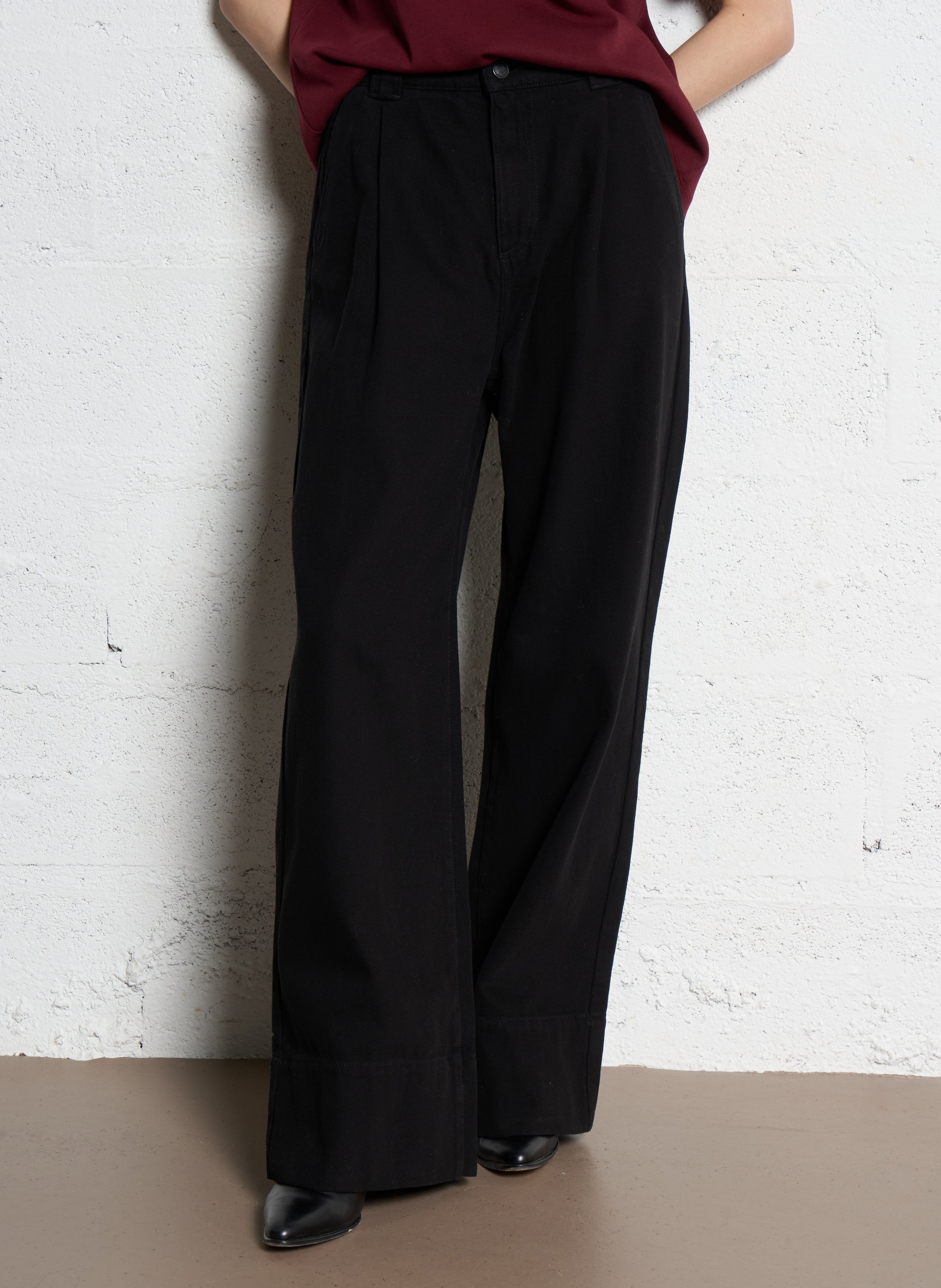 Wide high-waisted plain jeans IKKS