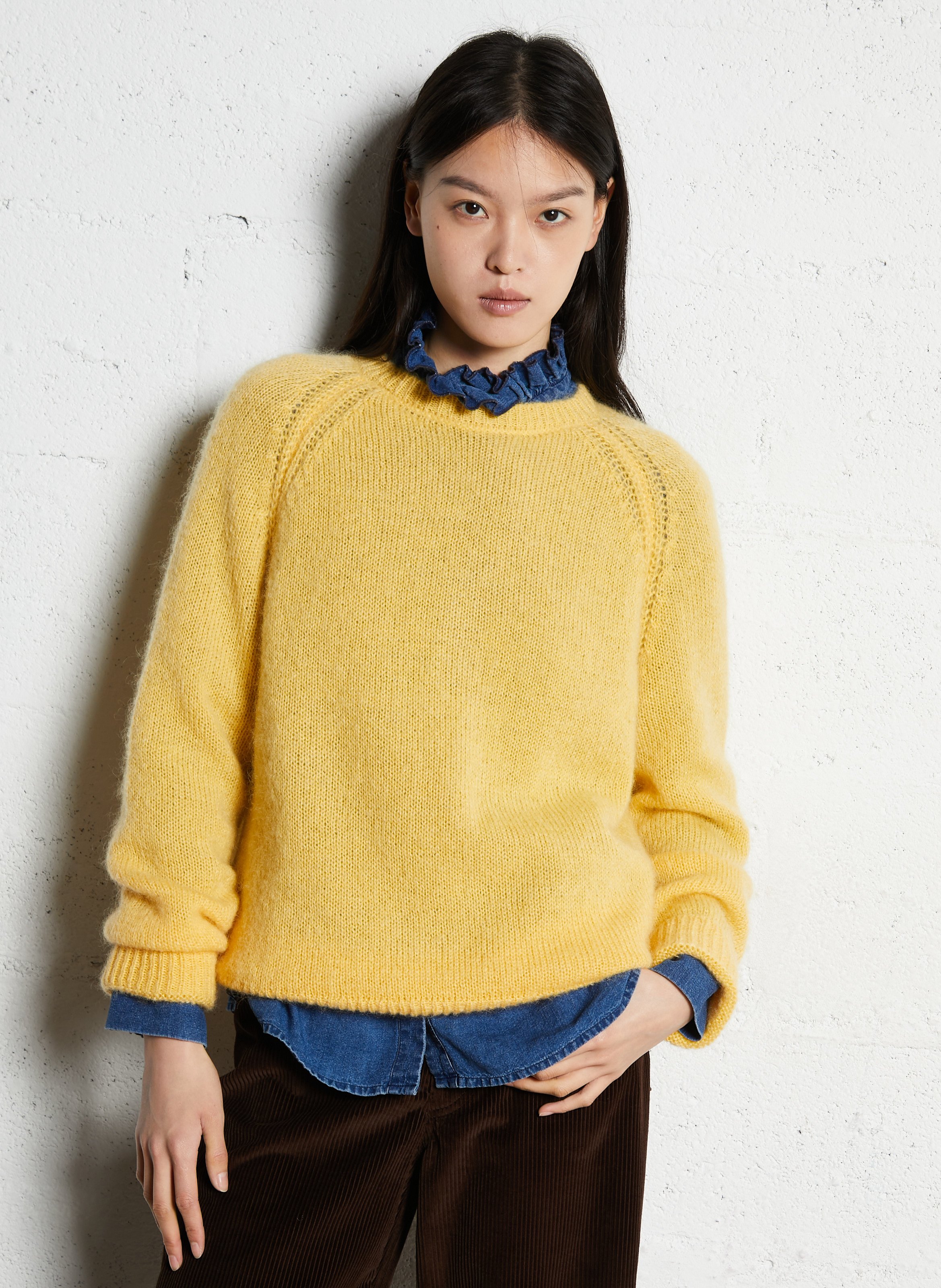 Rechte trui van gemengde mohair SUZIE WINKLE Geel