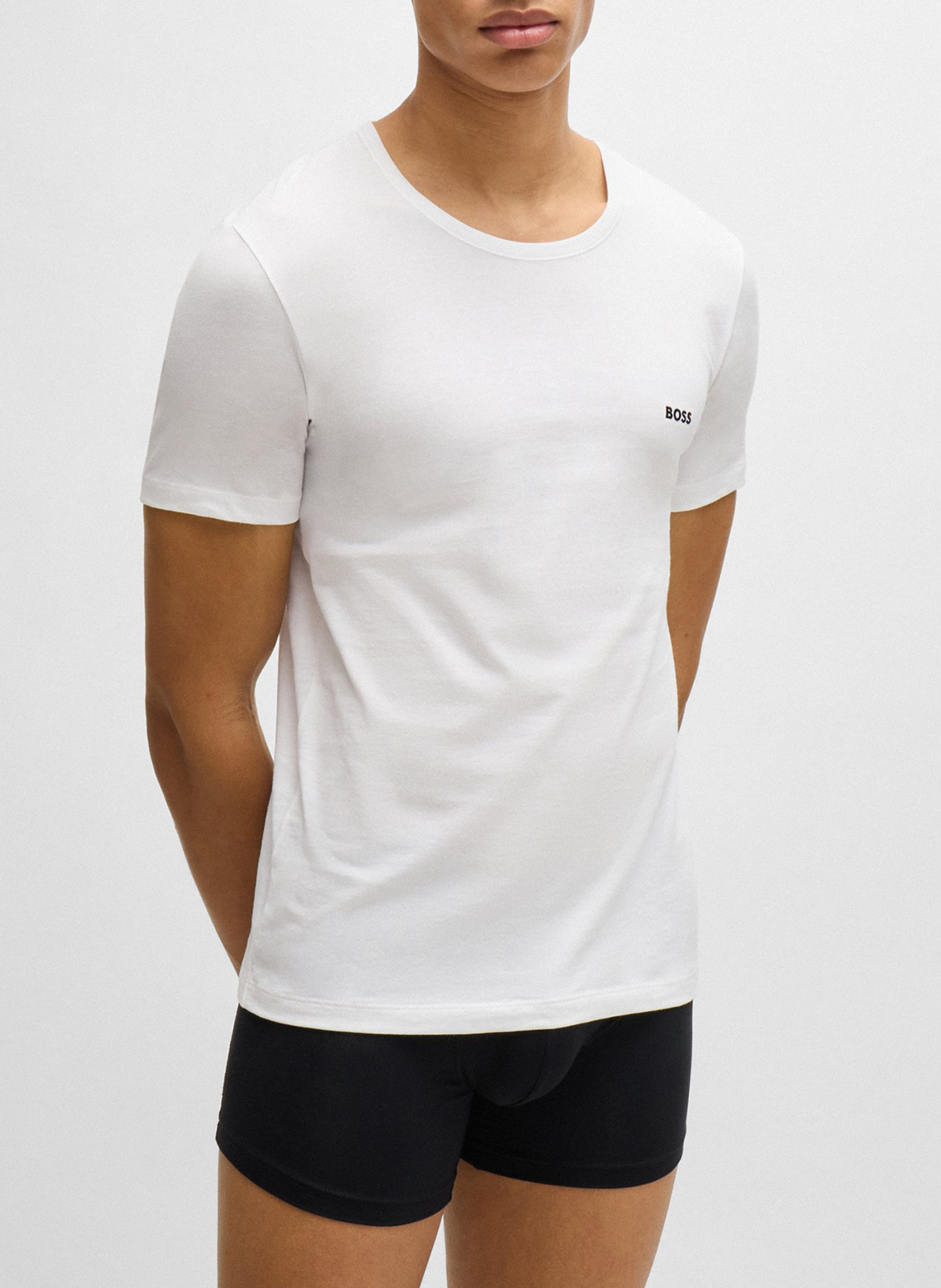 Pack of 3 round-neck cotton T-shirts BOSS Beige