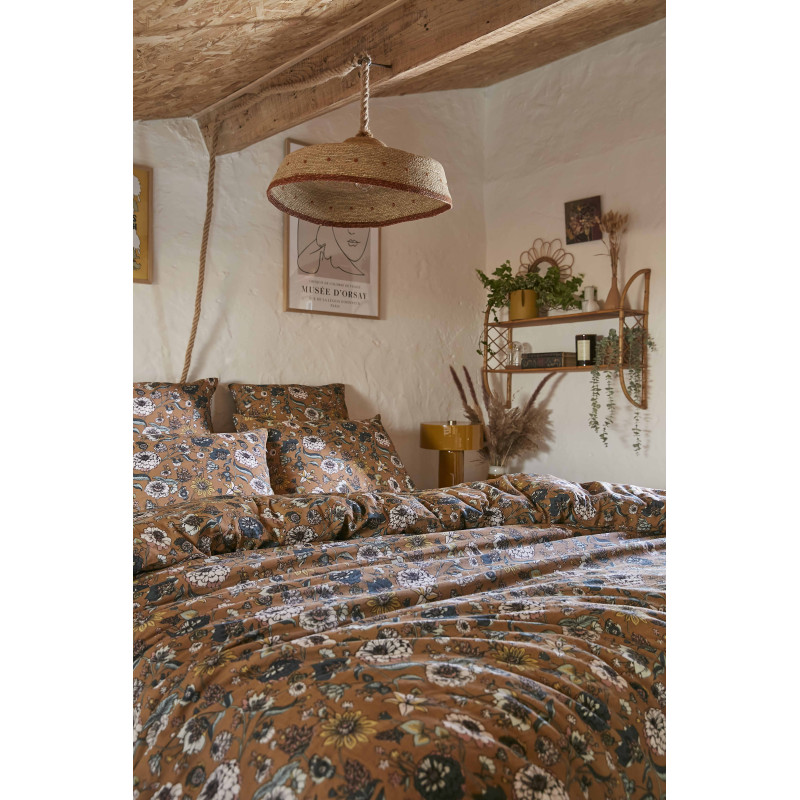 "Camelia" duvet cover all sizes "cotton gauze" L'EFFET PAPILLON Yellow