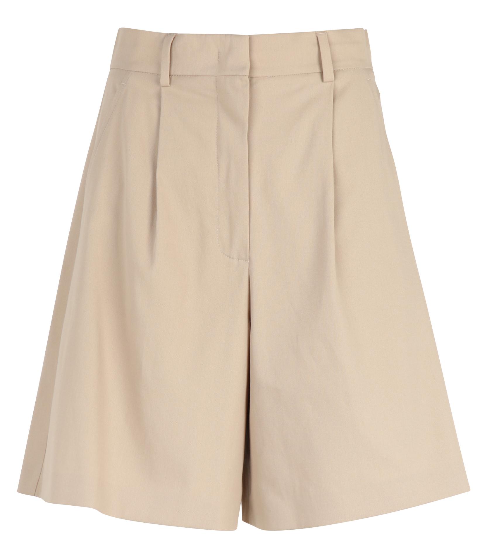 Straight pleated cotton Bermuda shorts MAX MARA WEEK END Beige